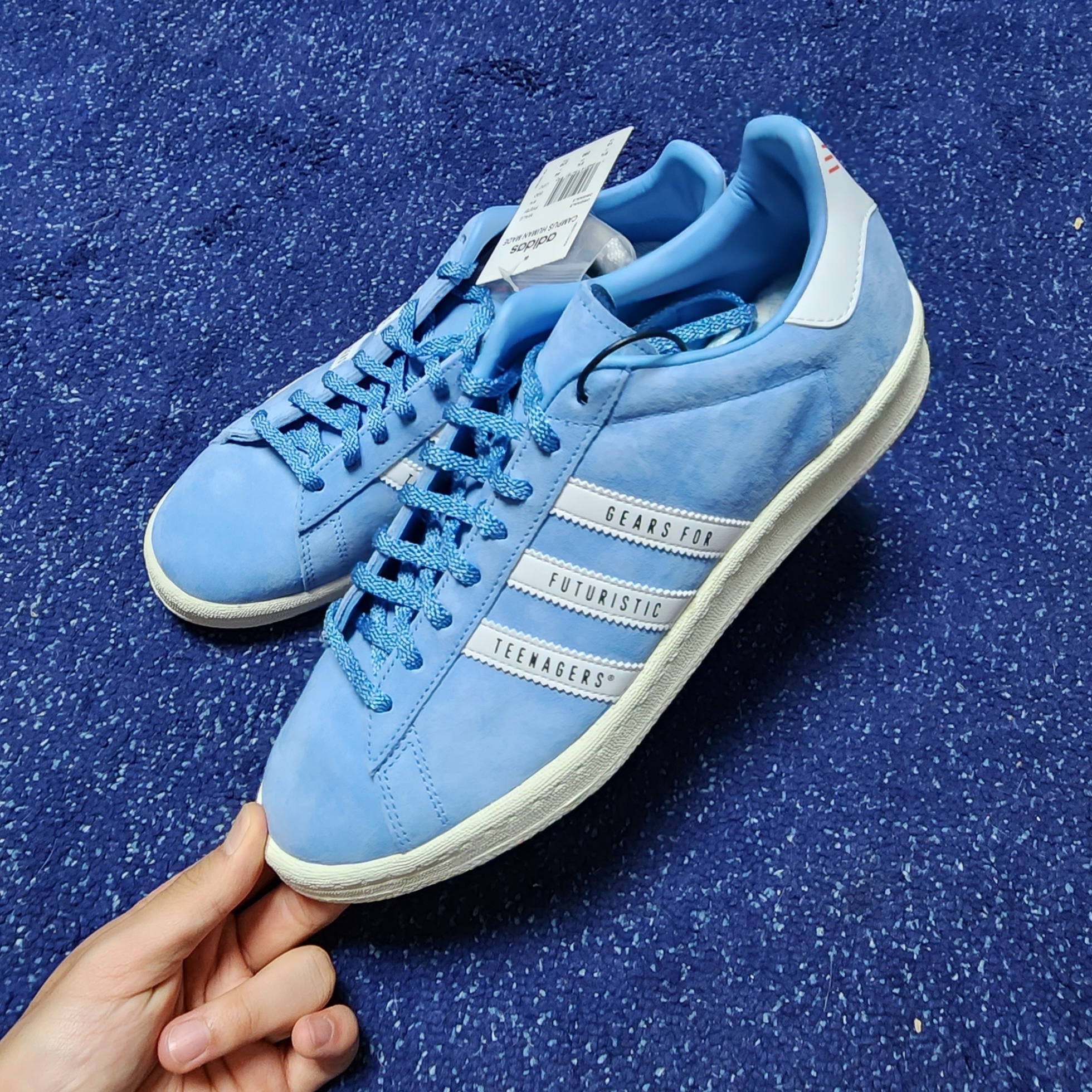 Adidas x Human Made Campus Light Blue 착용 스타일