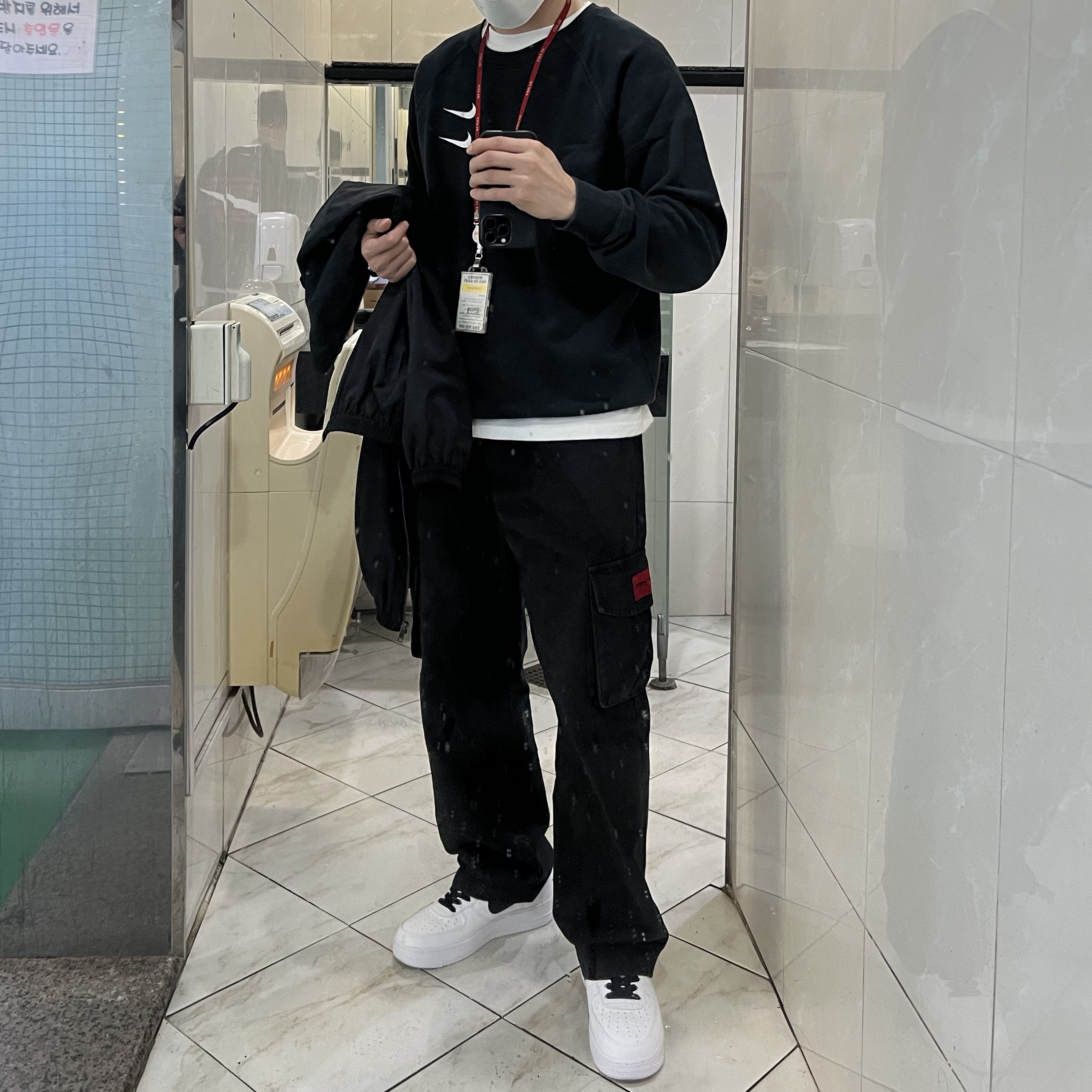 (GS) Nike Air Force 1 '07 AN20 White Black 착용 스타일