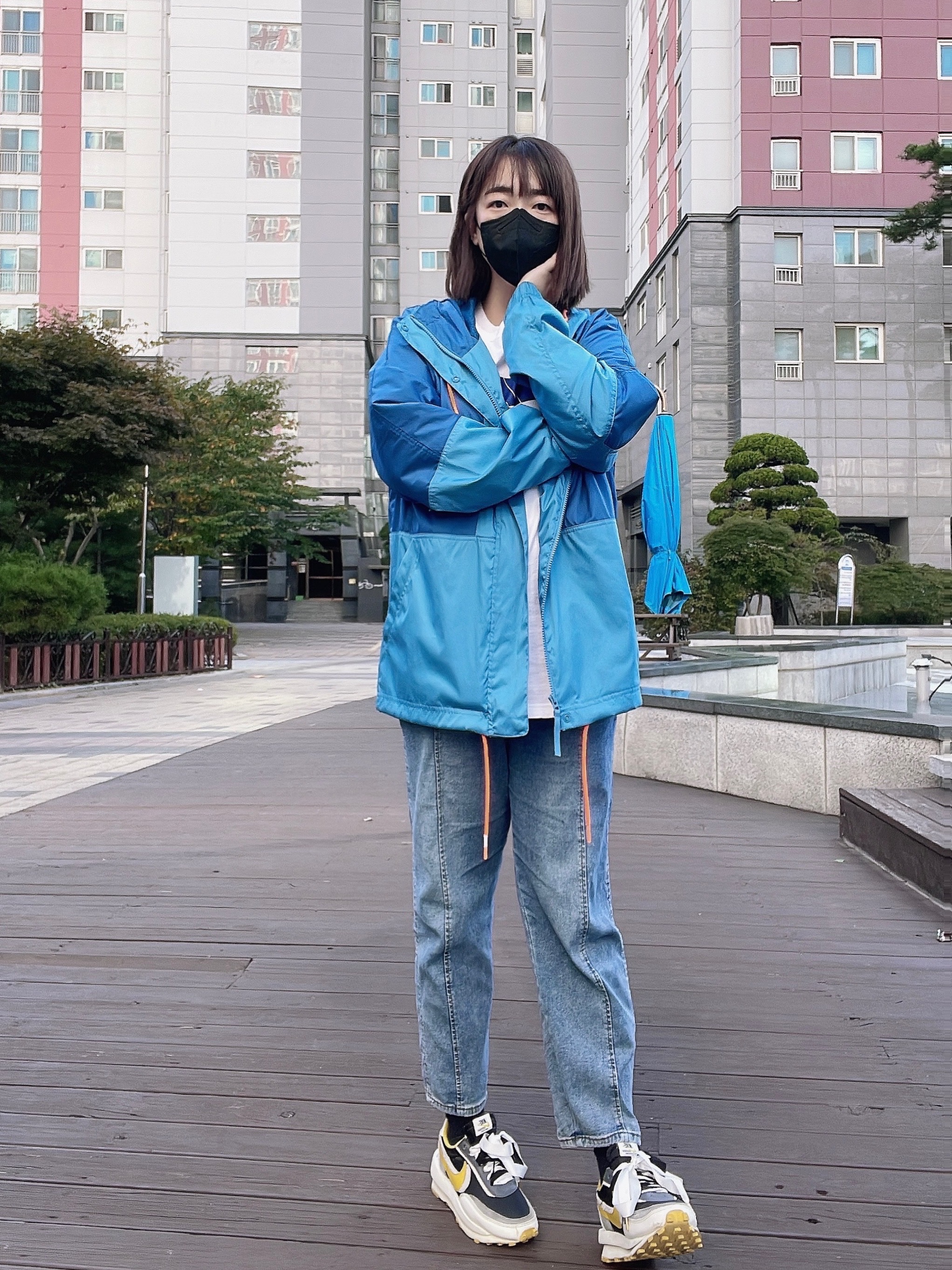 Nike x Sacai x Undercover LDWaffle Black Bright Citron 착용 스타일 - 2