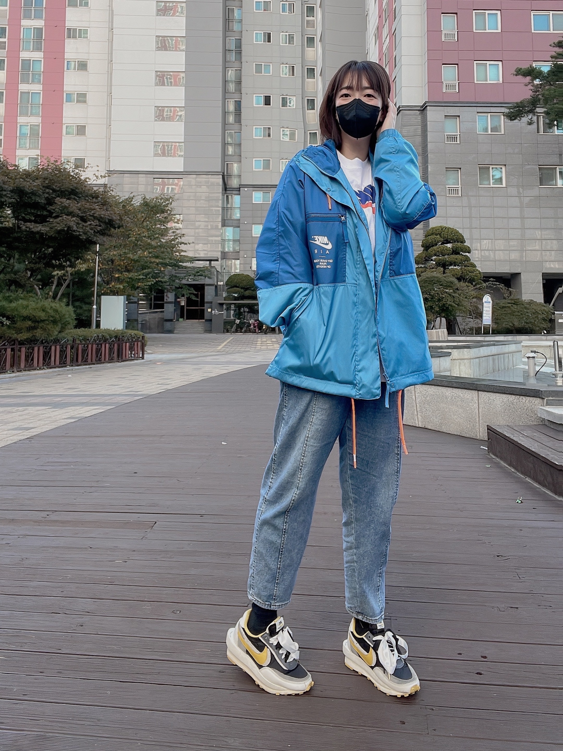 Nike x Sacai x Undercover LDWaffle Black Bright Citron 착용 스타일 - 1