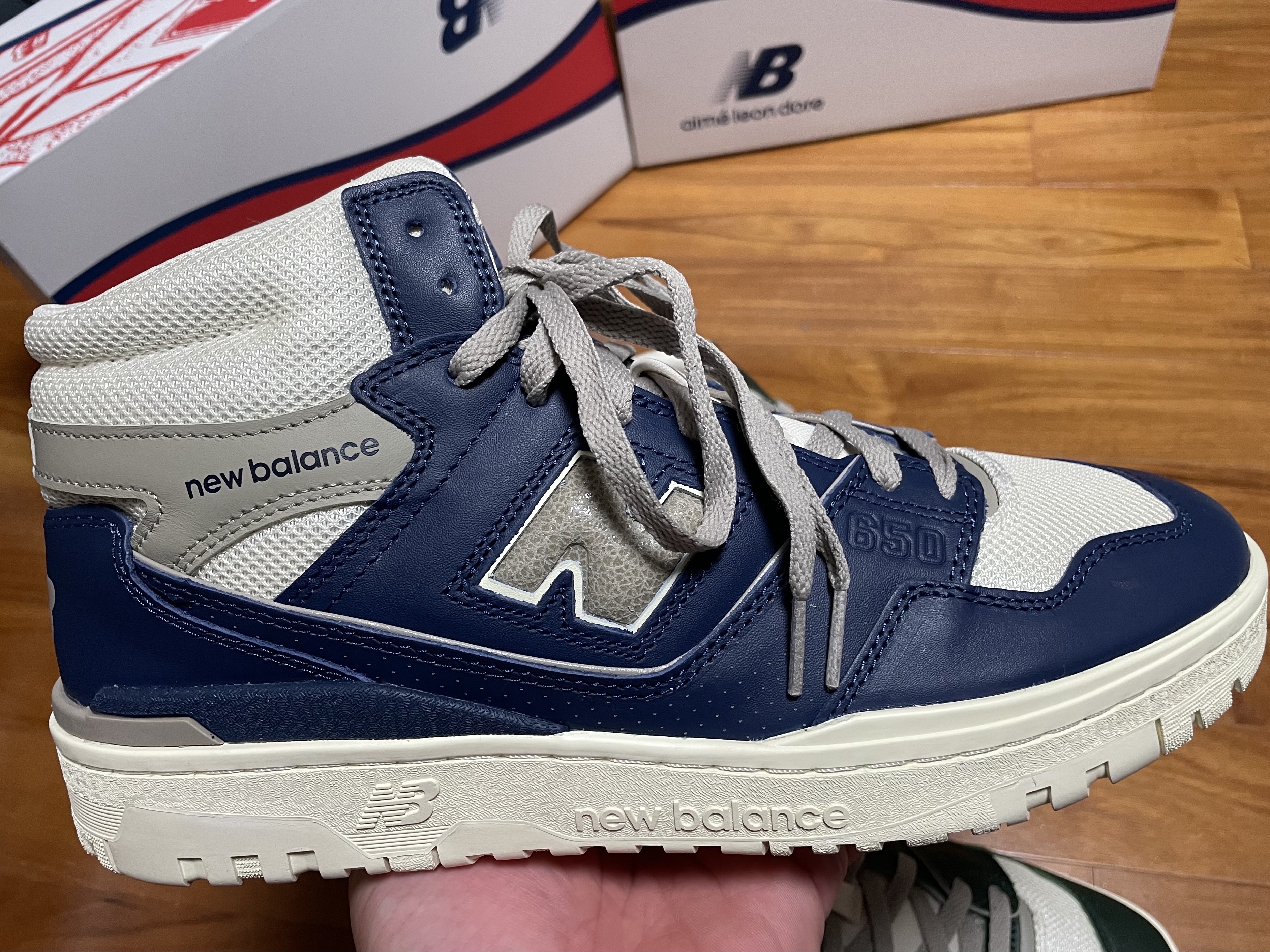 New Balance x Aime Leon Dore 650R Navy, New Balance x Aime Leon Dore 650R Forest Green 착용 스타일 - 5