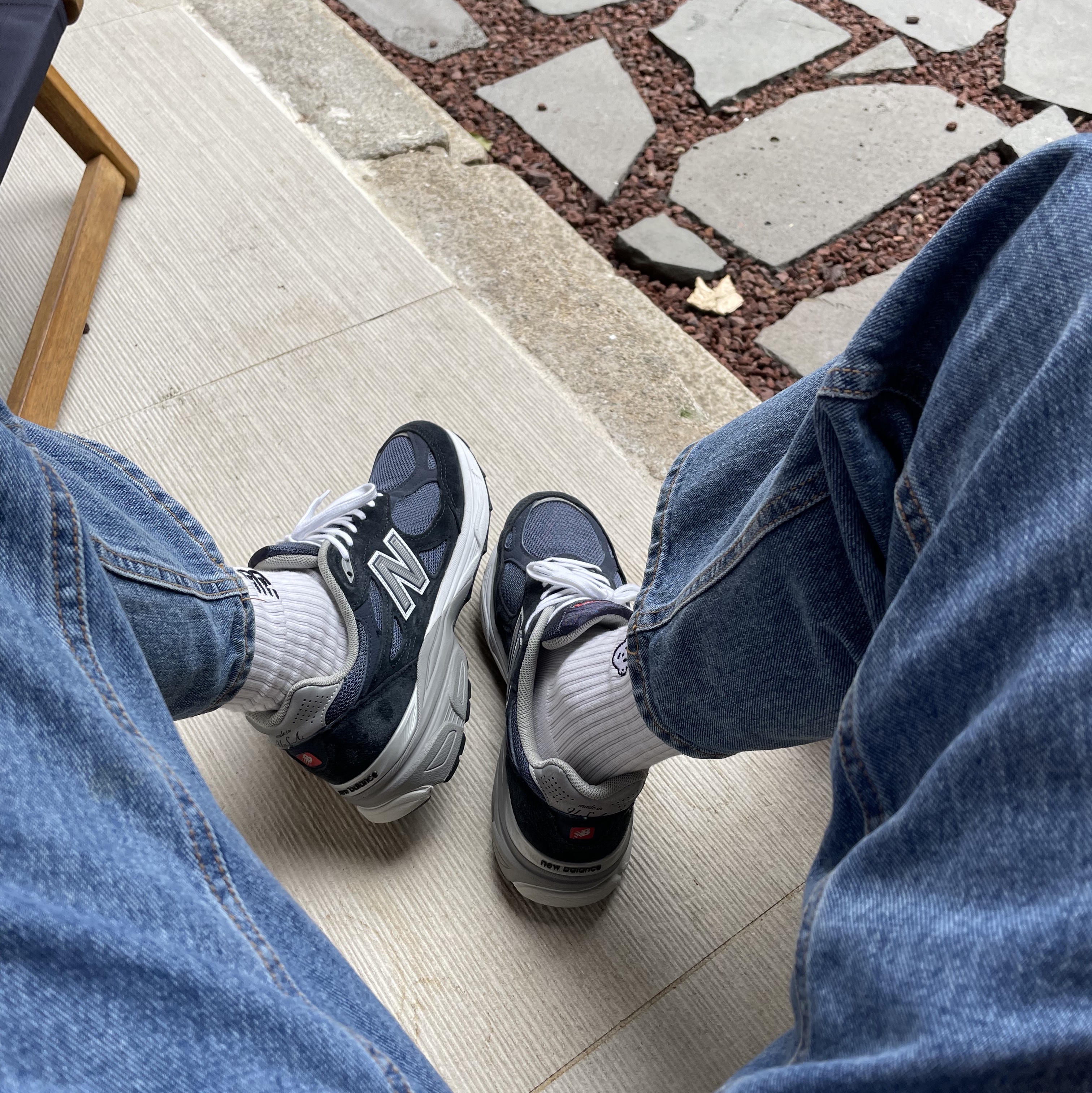 New Balance 990v3 Made in USA Navy - D Standard 착용 스타일