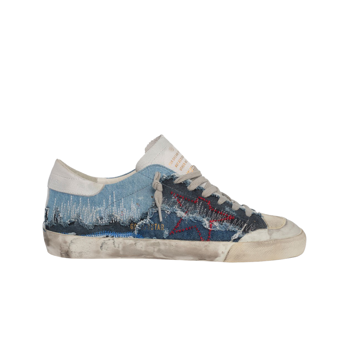 골든구스 슈퍼스타 스타일리스 데님 인서트 스니커즈(Golden Goose Superstar Stylised Denim Inserts Sneakers) - 1