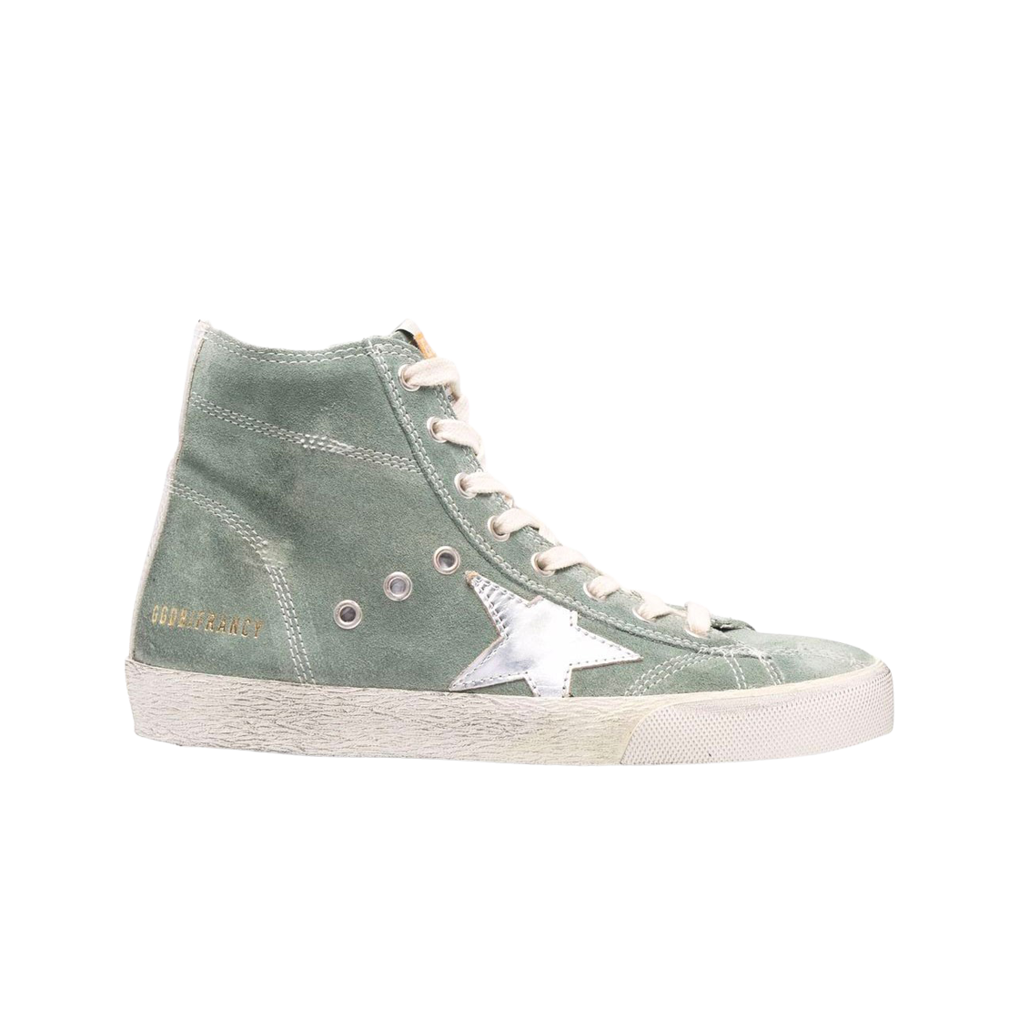 (W) 골든구스 스웨이드 어퍼 라미네이티드 프란시 스니커즈 실버 밀리터리 그린((W) Golden Goose Suede Upper Laminated Francy Sneakers Silver Military Green) - 1