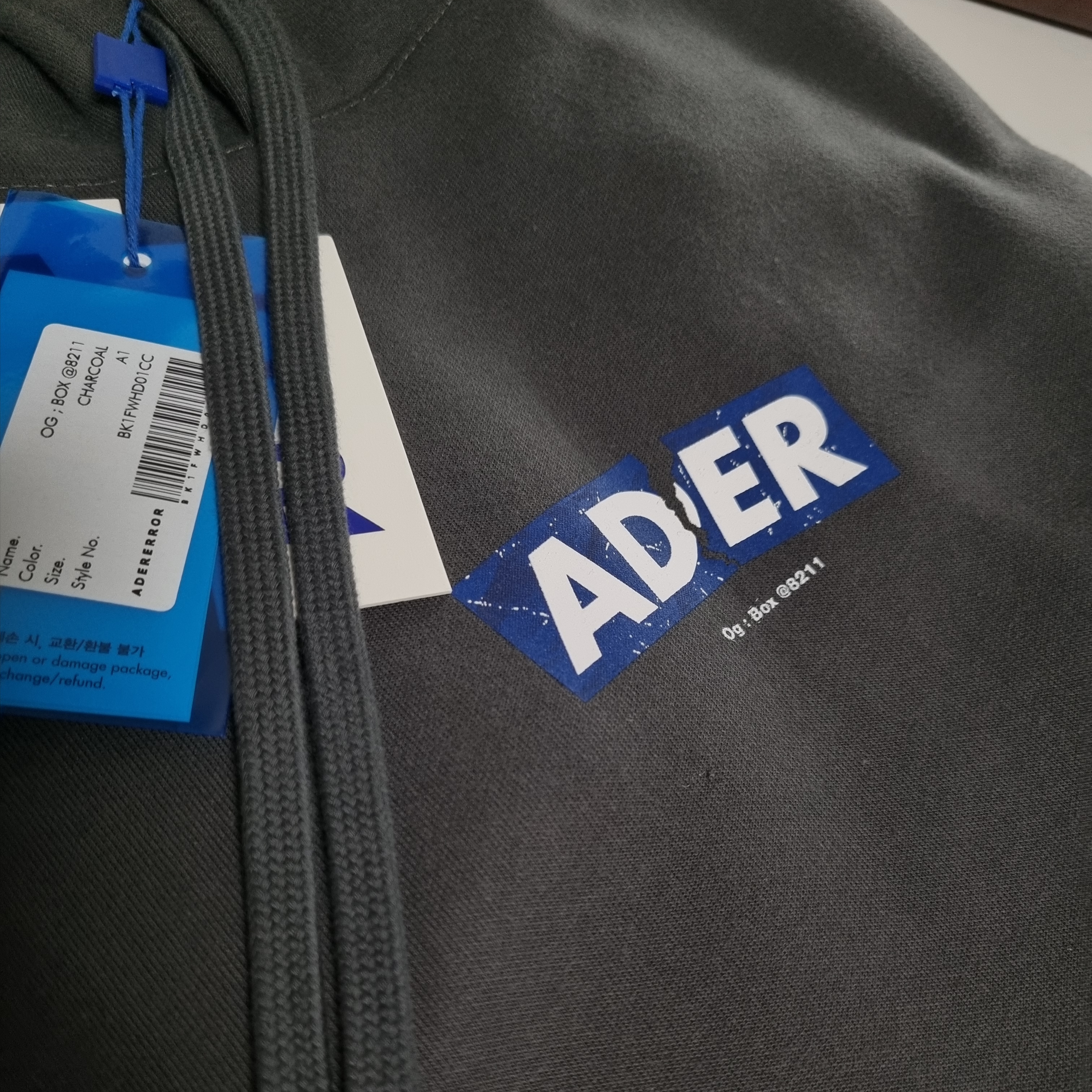Ader Error Og; Box @8211 Hoodie Charcoal 착용 스타일