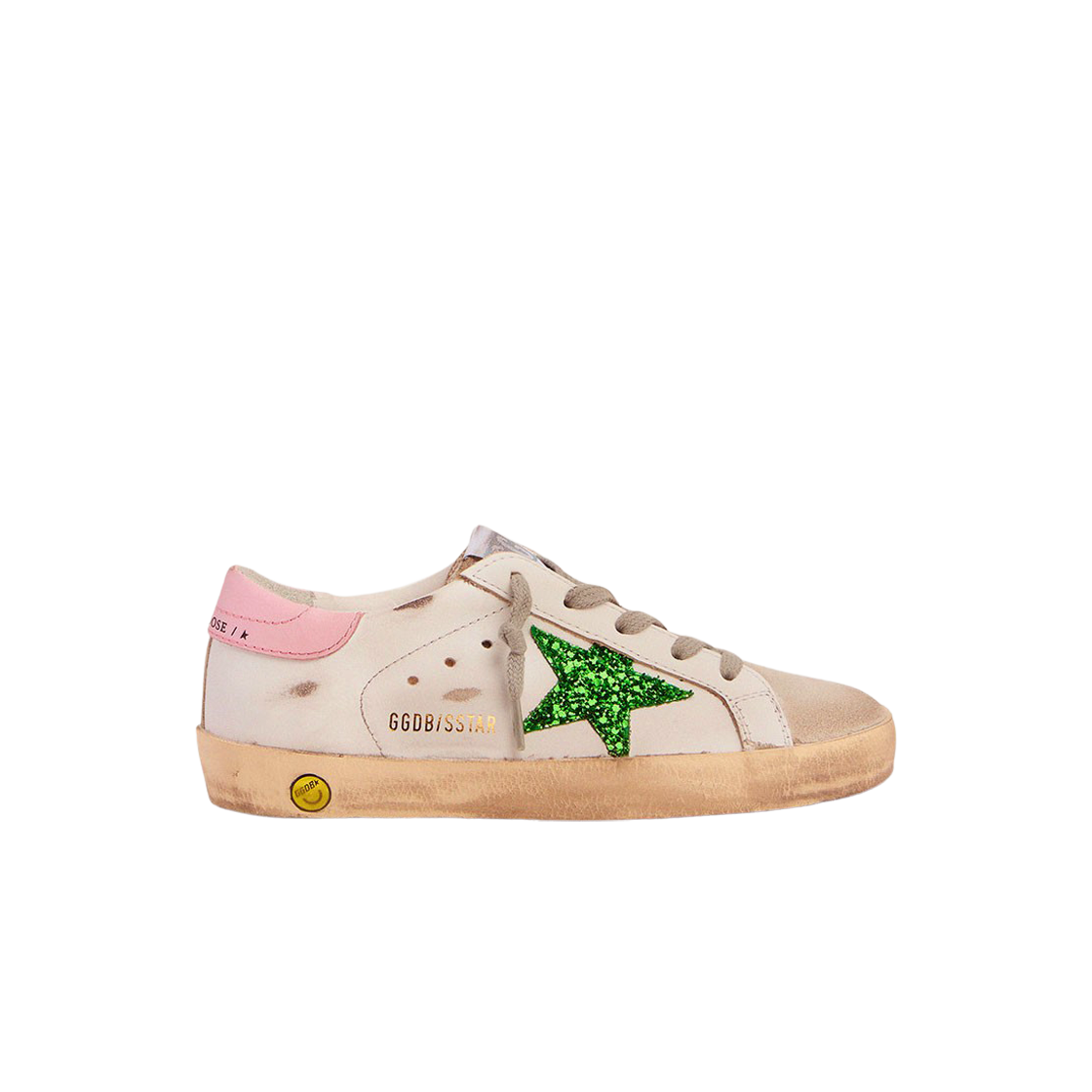 GYF00101-F001159-10515 (Kids) Golden Goose Superstar White Emerald Green Pink Heel Tab Sneakers