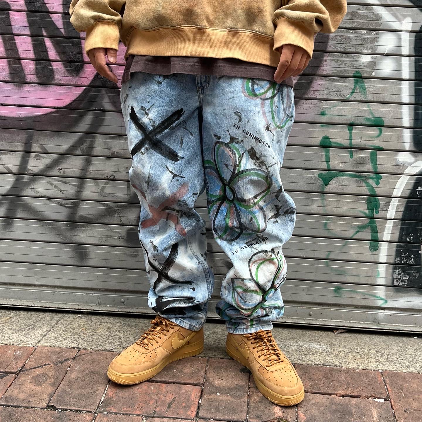 Nike Air Force 1 '07 WB Flax, Supreme Pigment Print S Logo 6-Panel Black - 22FW 착용 스타일 - 2
