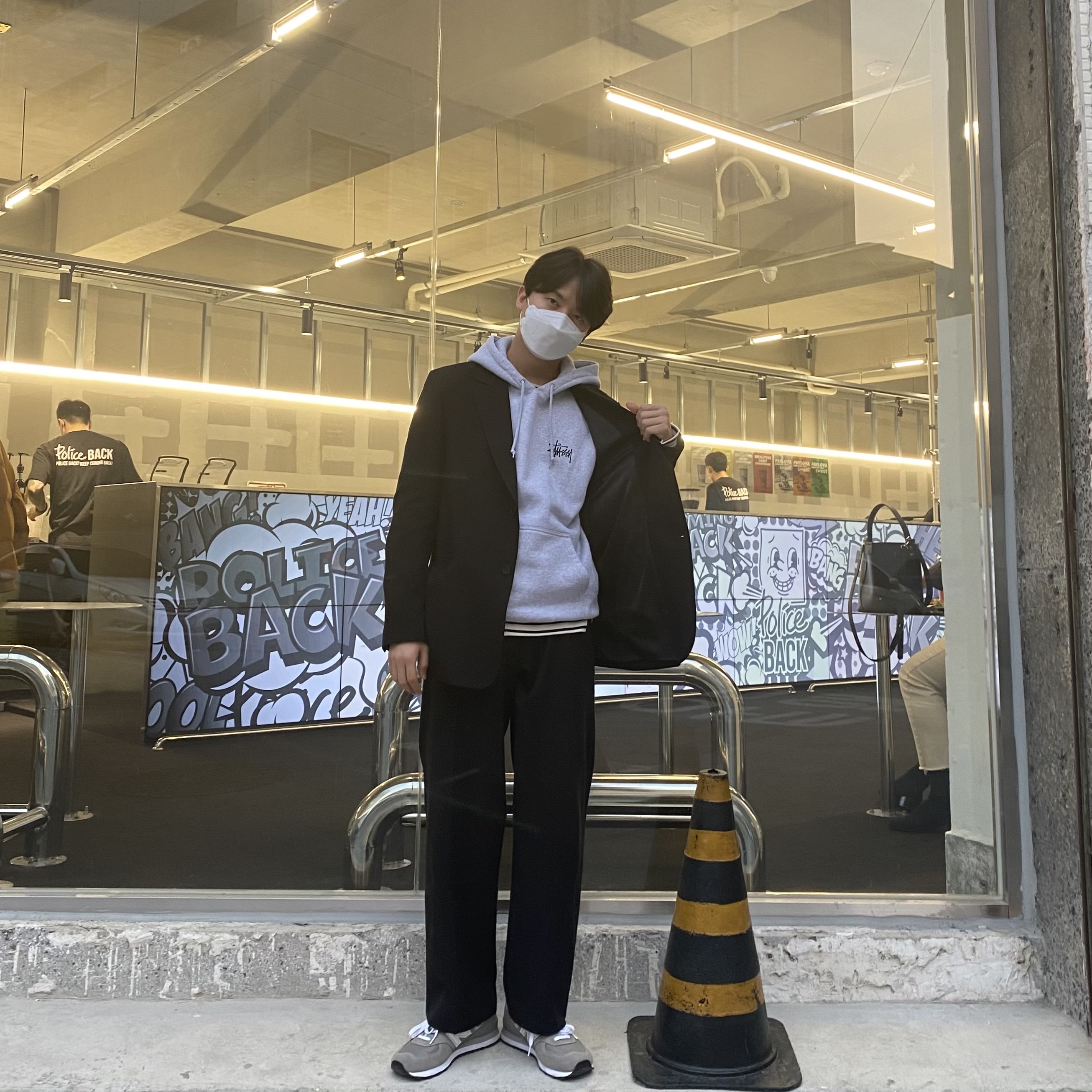 New Balance 574 Grey - D Standard, Stussy Basic Stussy Hoodie Ash Heather 2022 착용 스타일