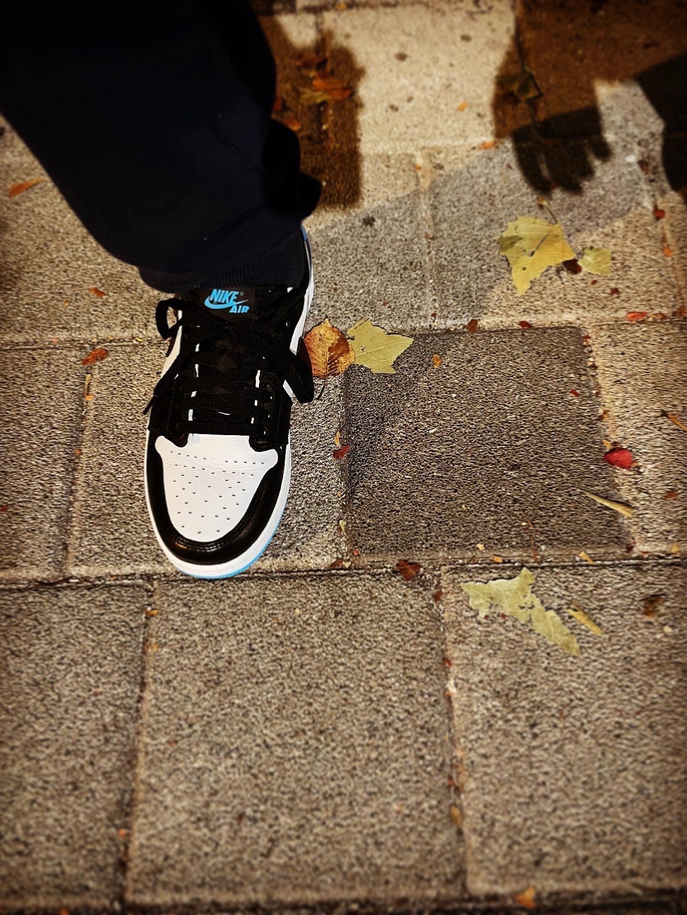 Jordan 1 Retro Low OG Black and Dark Powder Blue 착용 스타일