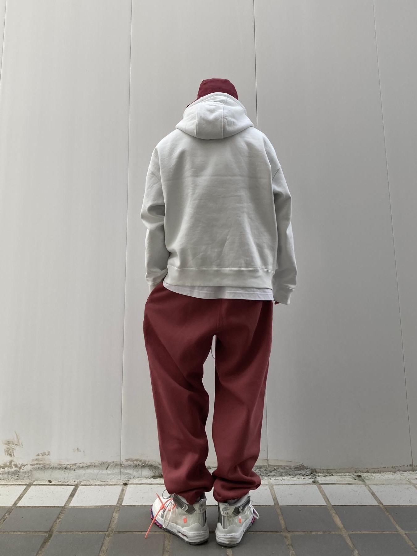 Nike x Off-White Air Force 1 Mid SP White, Nike NRG Solo Swoosh Fleece Pants Cedar - US/EU 착용 스타일 - 3