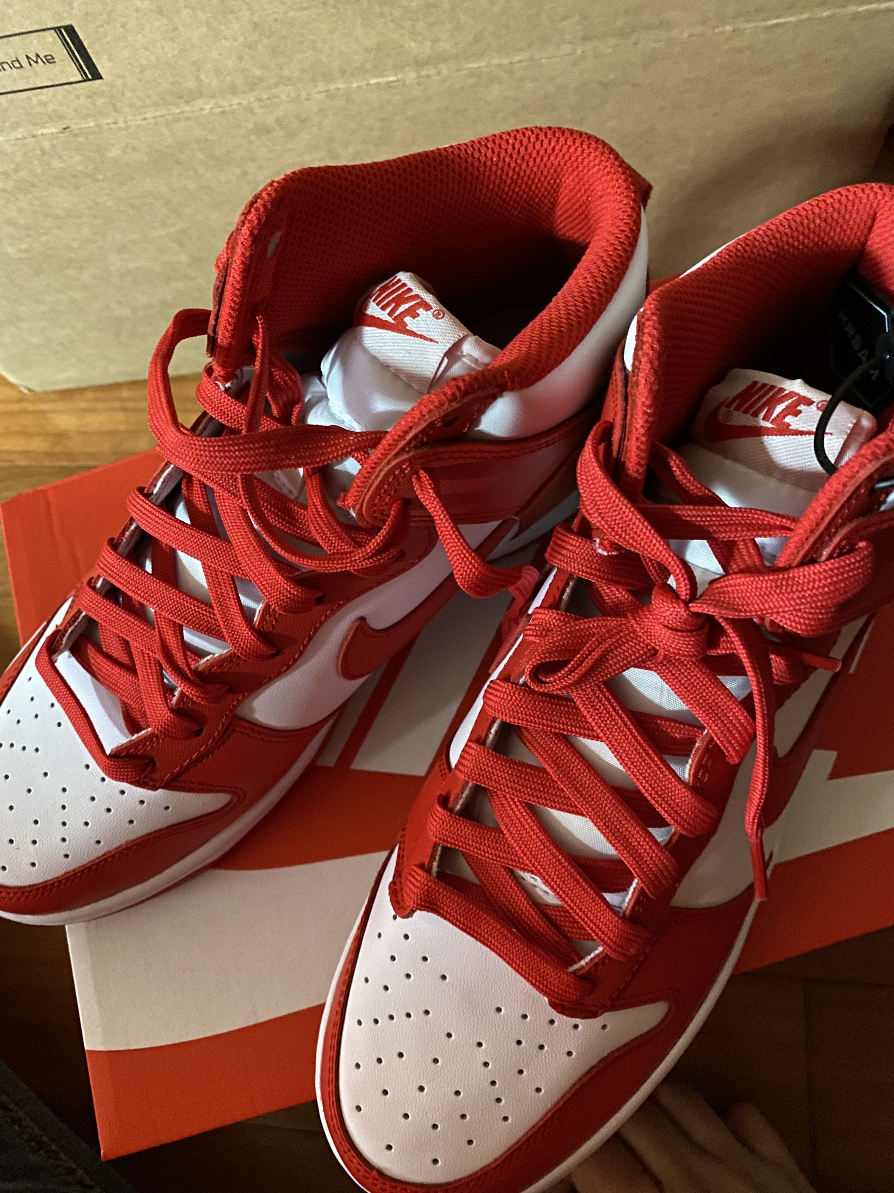 Nike Dunk High Retro Championship White and Red 착용 스타일 - 2