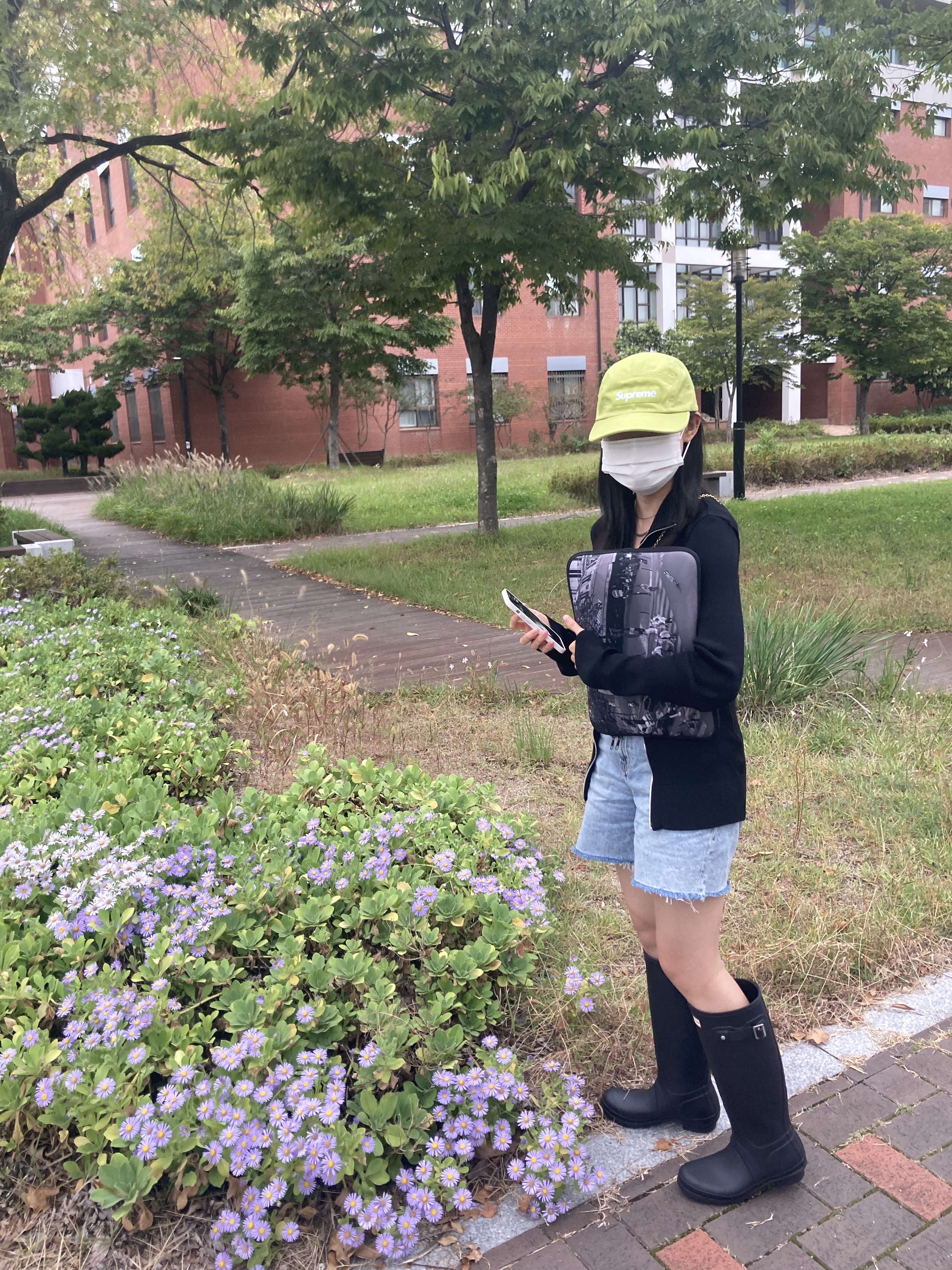 Supreme Washed Chino Twill Camp Cap Dark Lime - 22SS, (W) Hunter Original Tall Rain Boots Black 착용 스타일 - 2