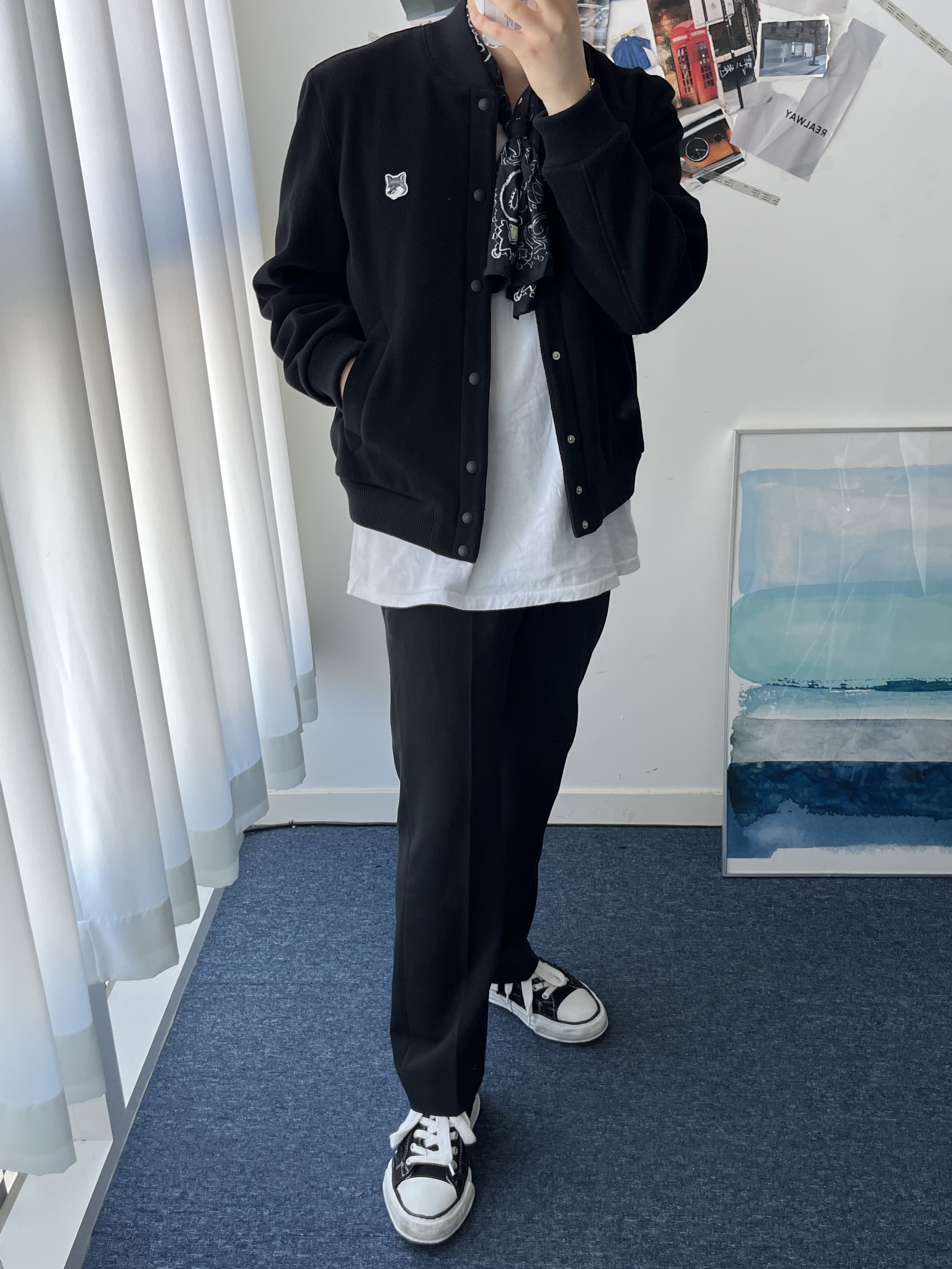 Maison Mihara Yasuhiro Peterson OG Sole Canvas Low Sneakers Black 착용 스타일