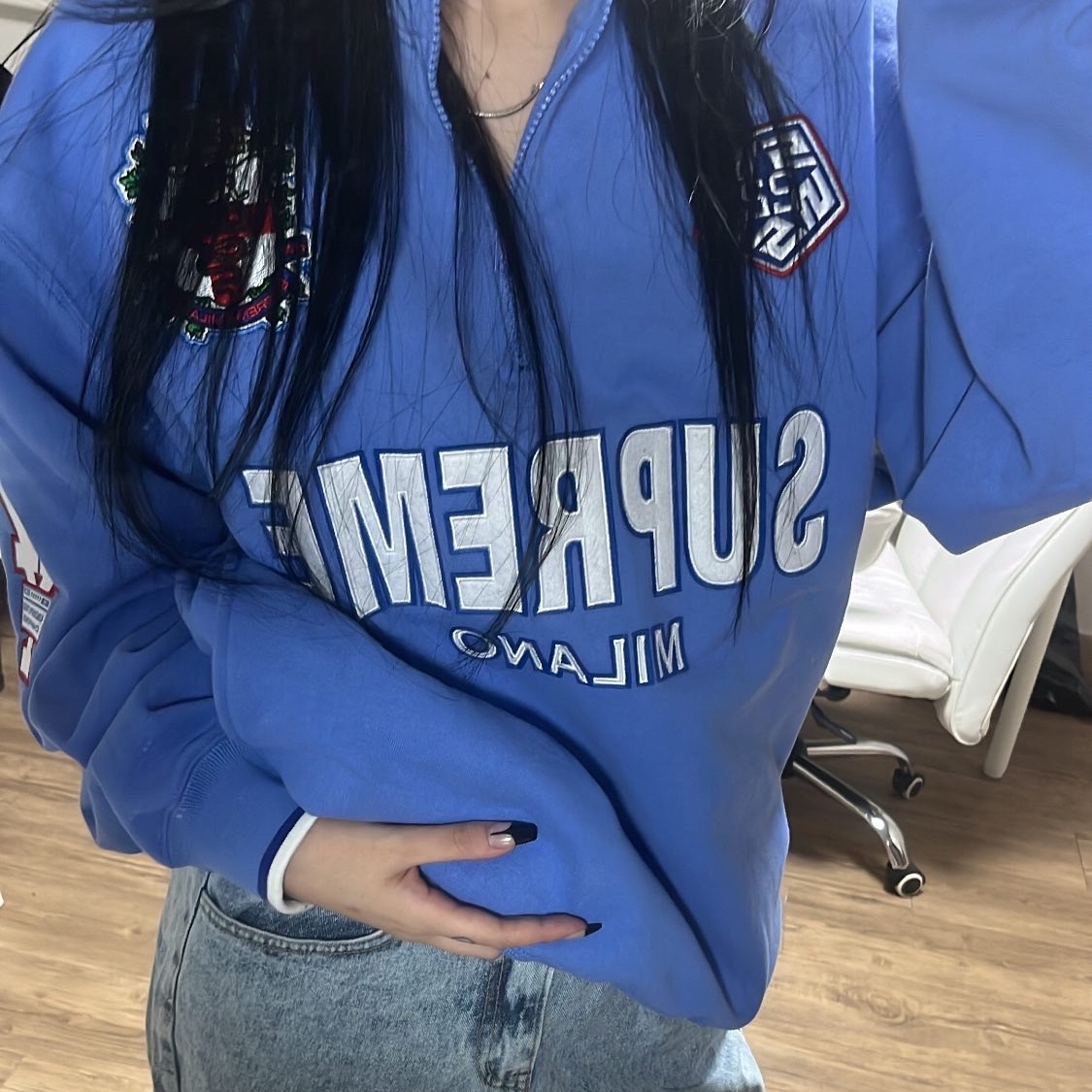 Supreme Milano Half Zip Pullover Light Blue - 22FW 착용 스타일