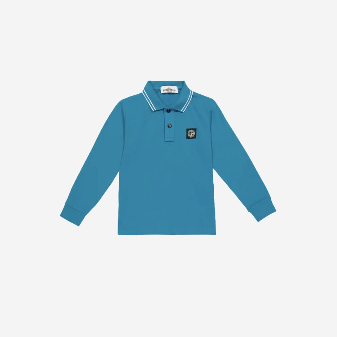 (Kids) Stone Island 20748 Long Sleeve Stretch Cotton Pique Polo Shirt Cobalt Blue - 22FW 상세 이미지 1