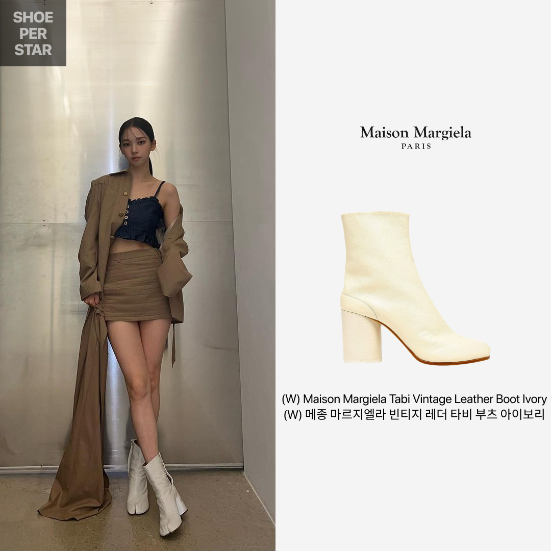 (W) Maison Margiela Tabi Vintage Leather Boot Ivory 착용 스타일 - 1