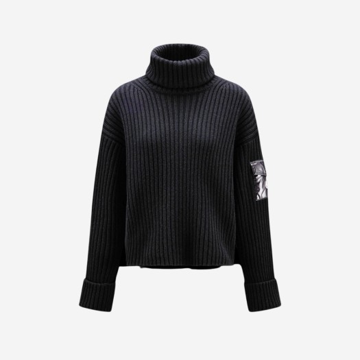(W) 몽클레르 울 터틀넥 스웨터 블랙 - 22FW