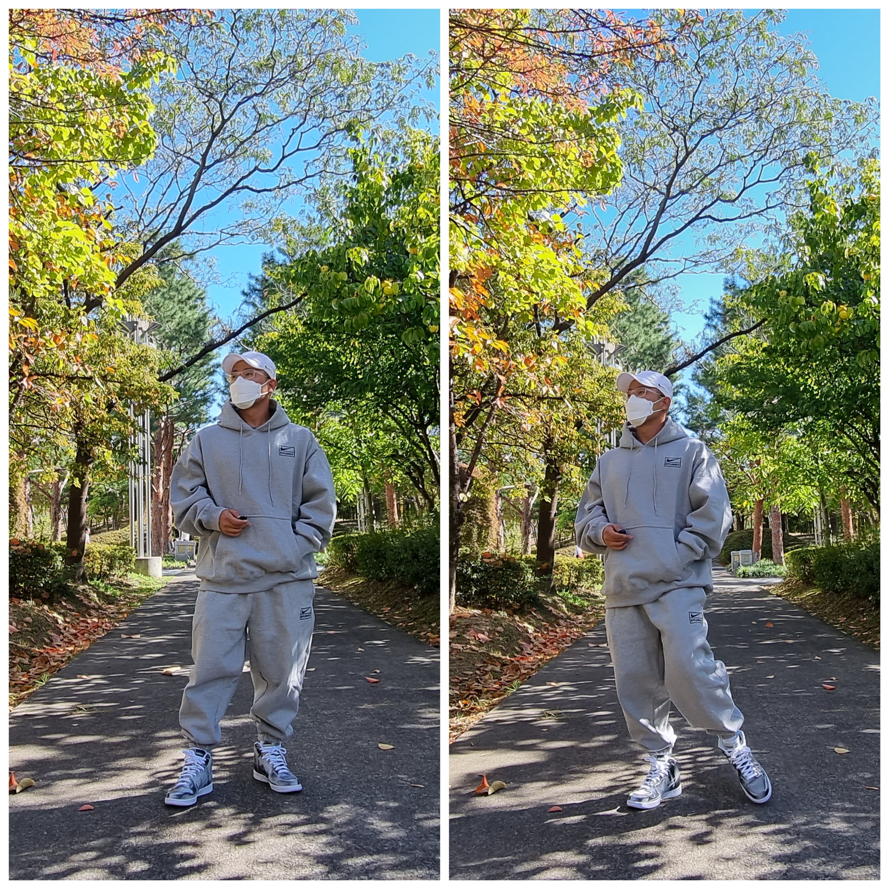 Nike x Stussy NRG RA Fleece Pants Dark Grey Heather (DJ9490-063), Nike x Stussy NRG RA Pullover Hoodie Dark Grey Heather (DJ9488-063) 착용 스타일 - 1