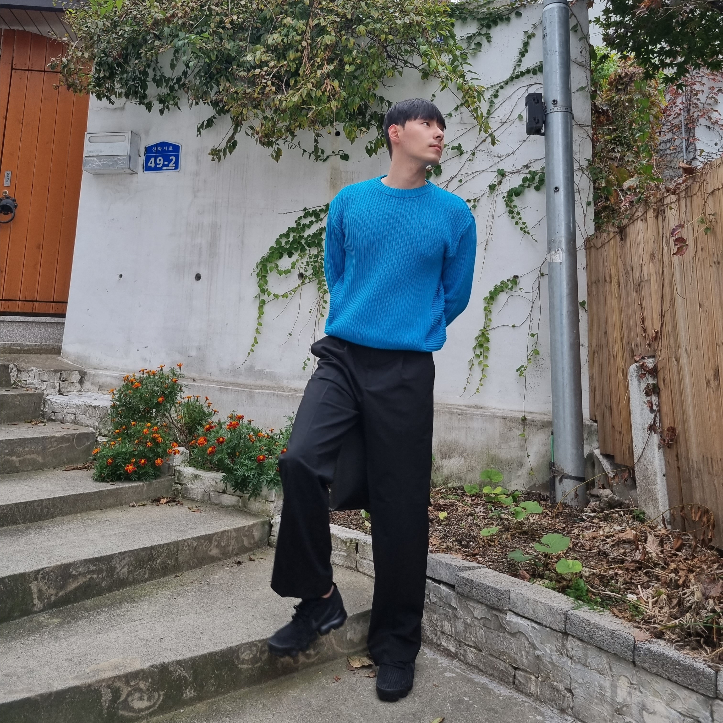 Nike Air VaporMax Flyknit 3.0 Triple Black 착용 스타일 - 1