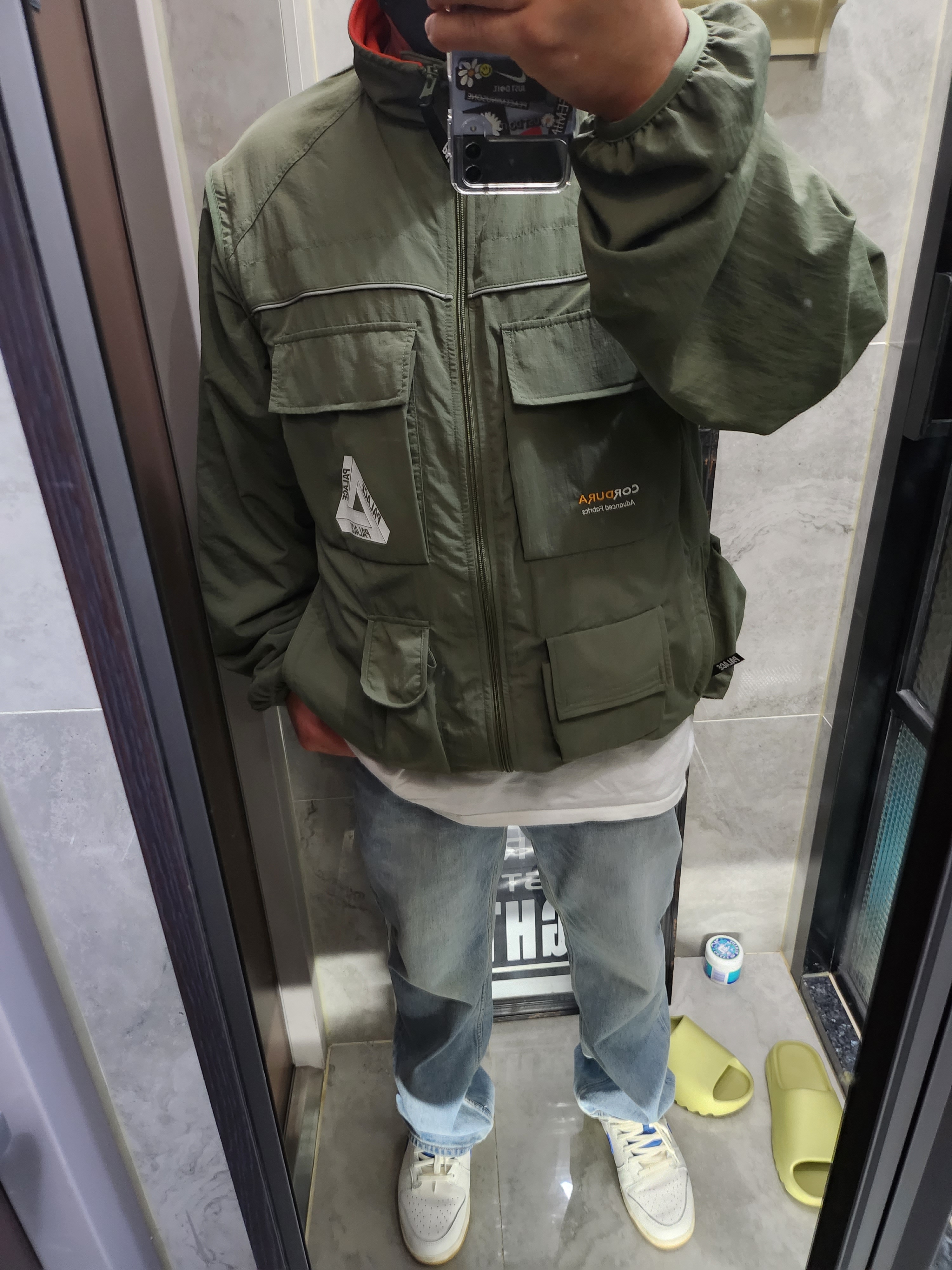 Palace Cordura RS Zip Off Jacket Olive - 22FW 착용 스타일