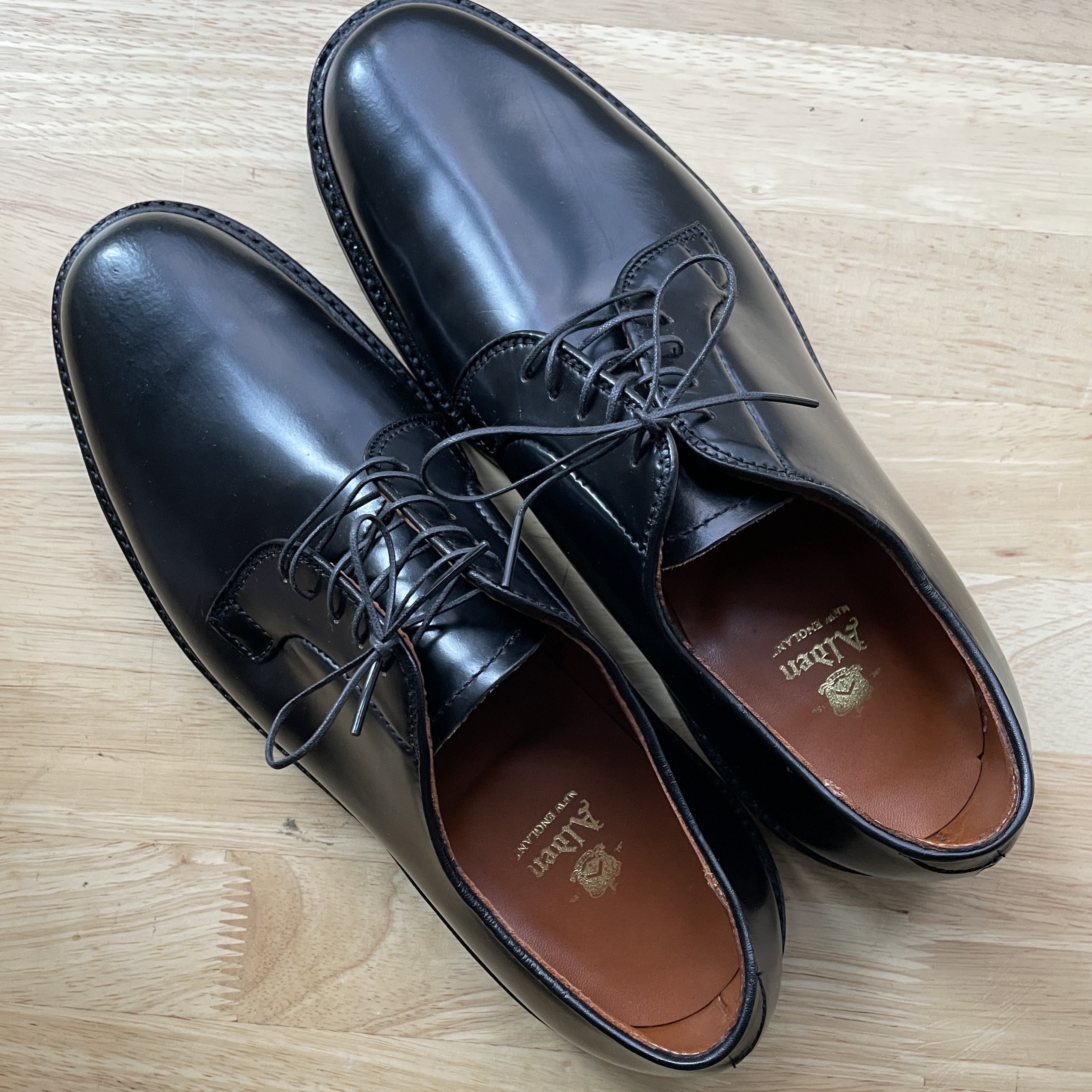 Alden 9901 Cordovan Plain Toe Blucher Oxford Black - D 착용 스타일 - 1