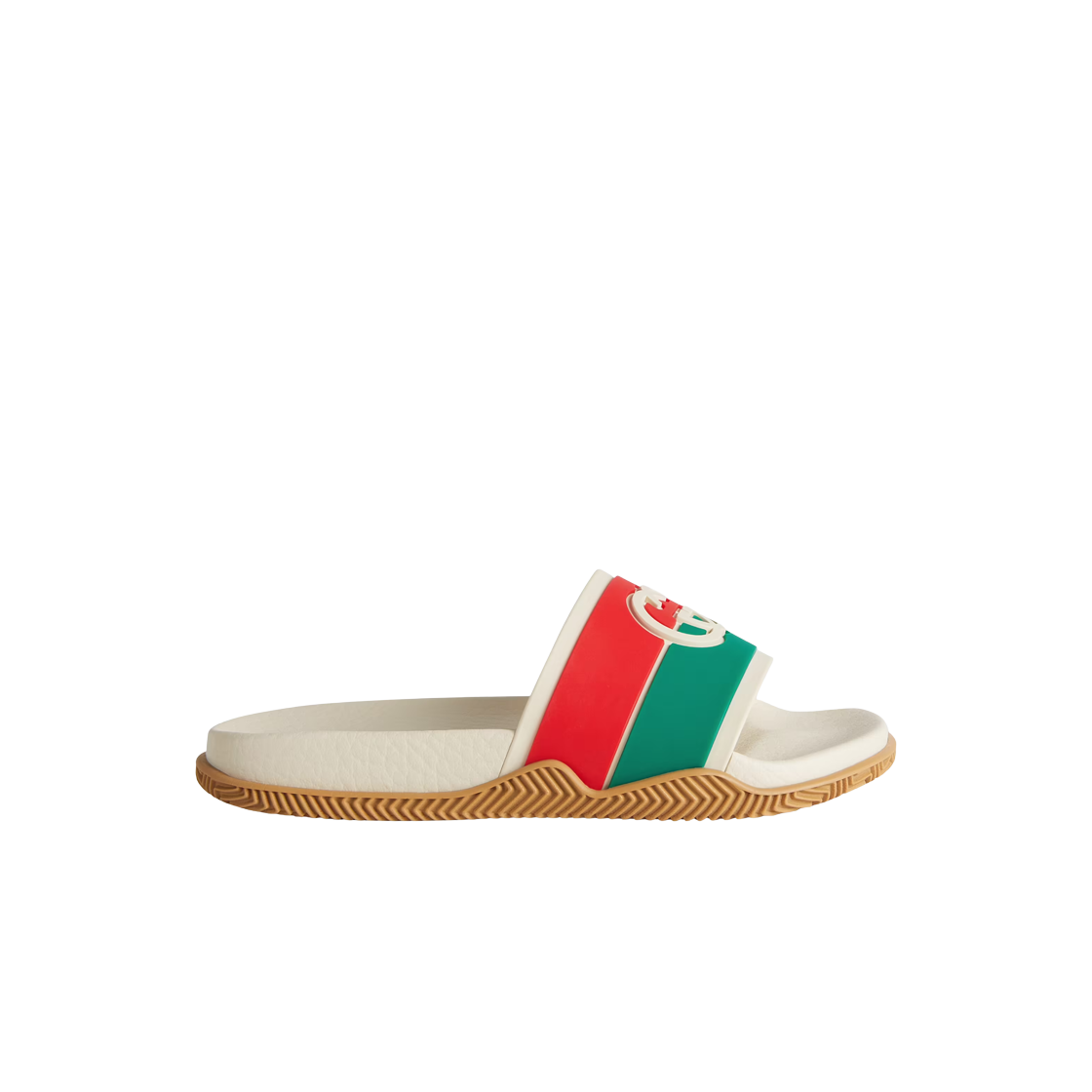 (키즈) 구찌 인터로킹 G 슬라이드 샌들 레드 그린 화이트((Kids) Gucci Interlocking G Slide Sandal Red Green White) - 1