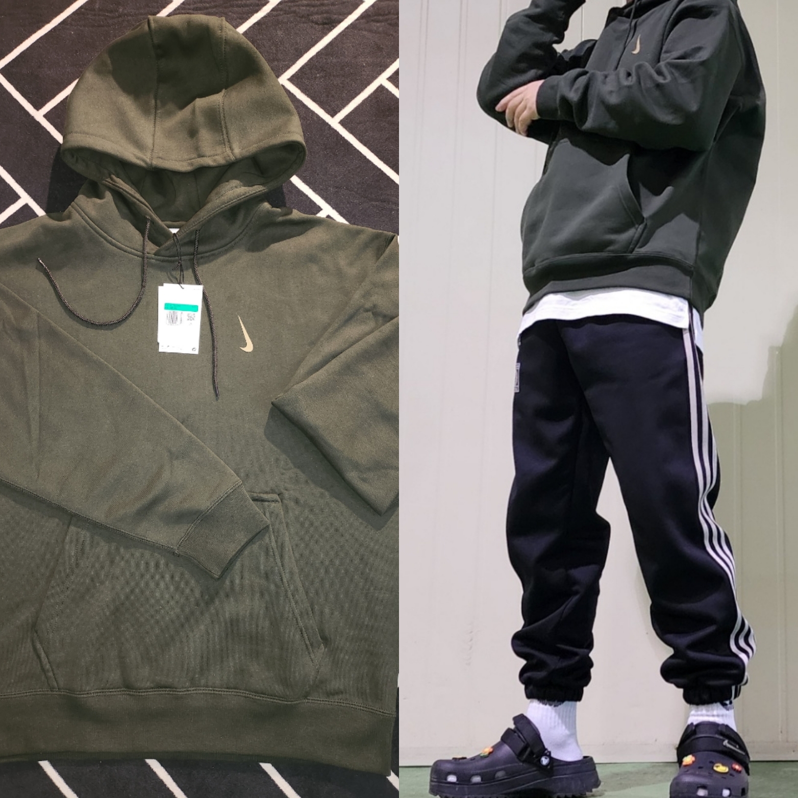 Nike x Billie Eilish NRG Fleece Hoodie Sequoia - Asia 착용 스타일