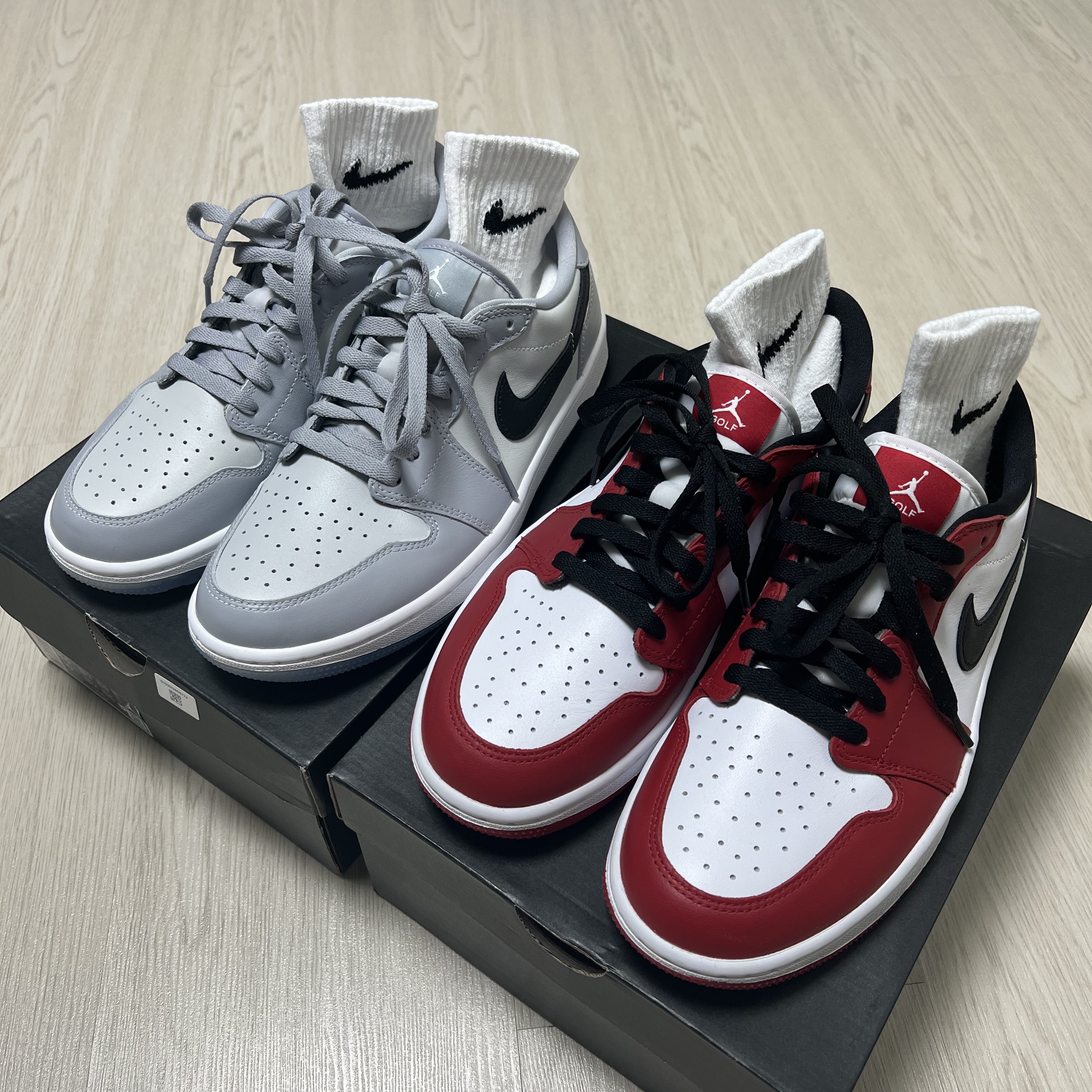 Jordan 1 Low Golf Chicago, Jordan 1 Low Golf Wolf Grey 착용 스타일