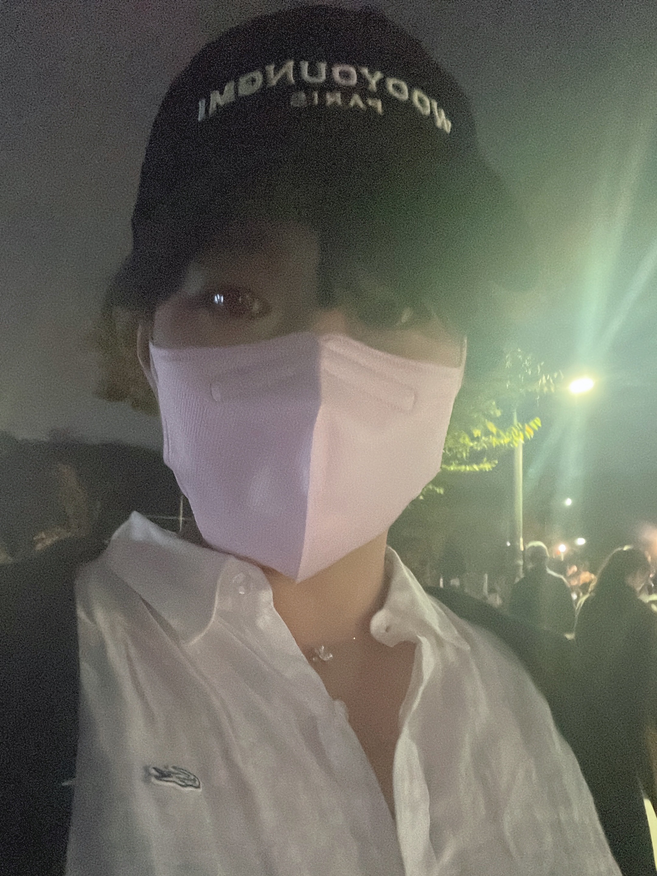 Wooyoungmi White Embroidered Logo Ball Cap Black 착용 스타일 - 1