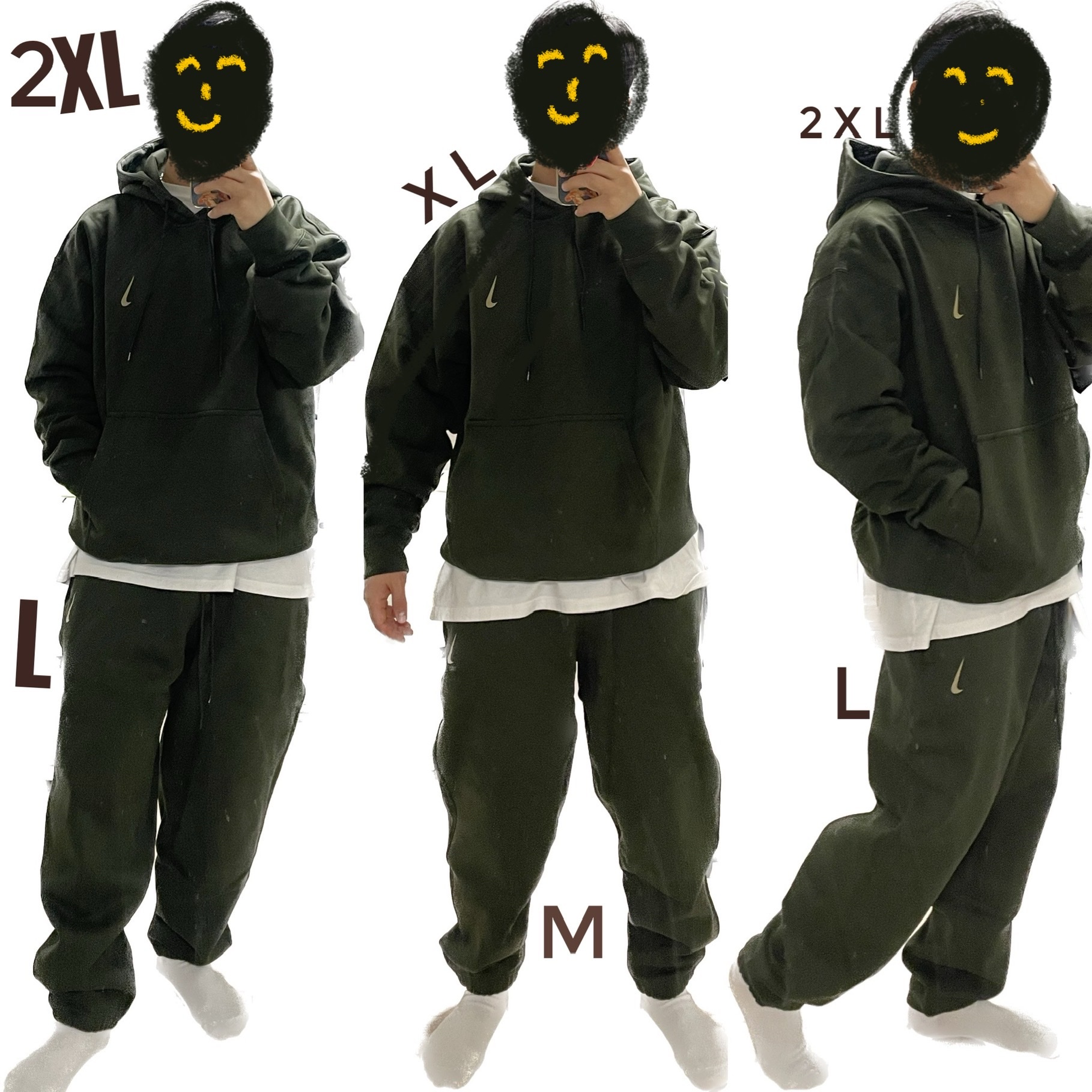 Nike x Billie Eilish NRG Fleece Hoodie Sequoia - Asia, Nike x Billie Eilish NRG Fleece Pants Sequoia - Asia 착용 스타일 - 2