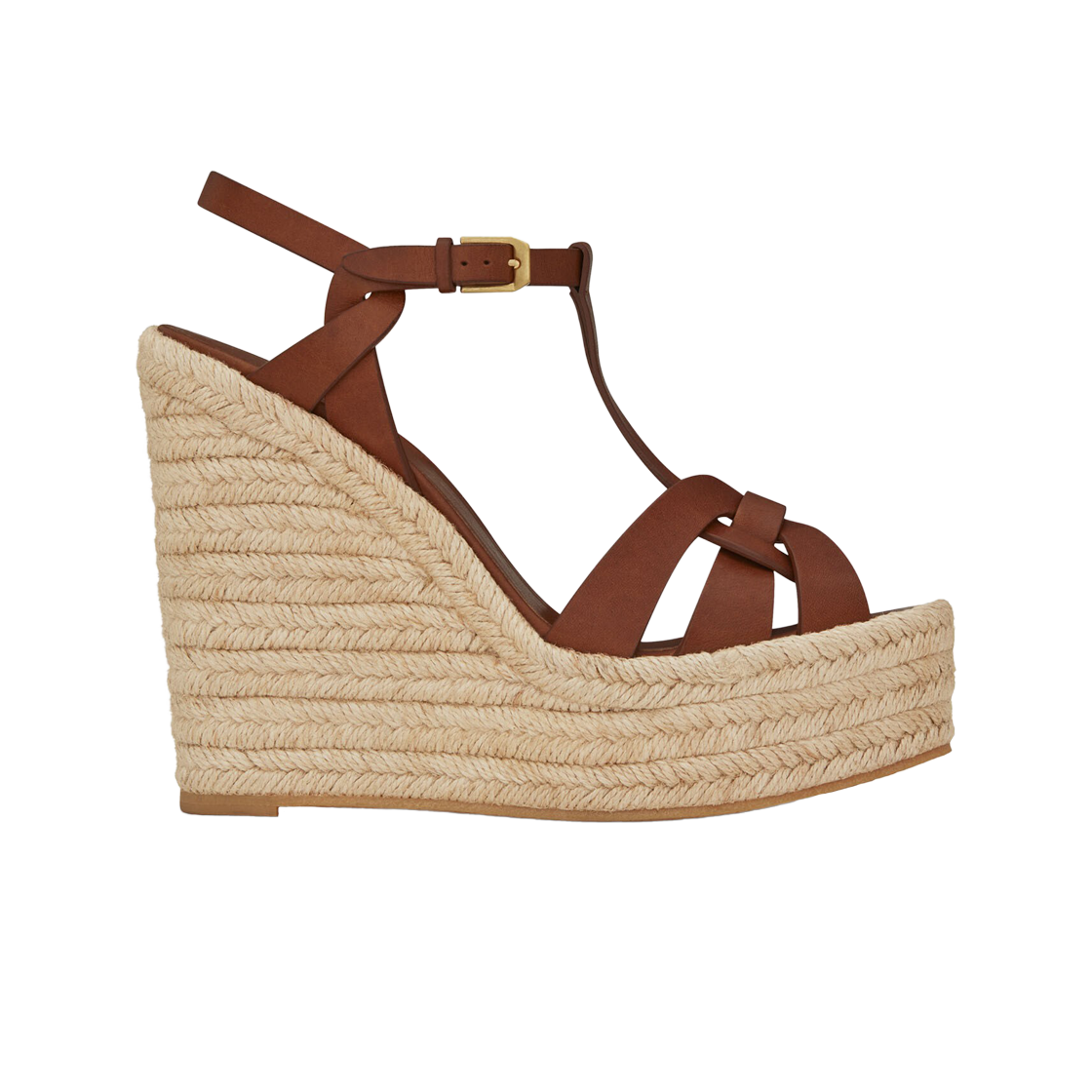 (W) 생로랑 스무스 레더 트리뷰트 에스파드리유 웨지 앰버((W) Saint Laurent Tribute Espadrilles Wedge in Smooth Leather Amber) - 1