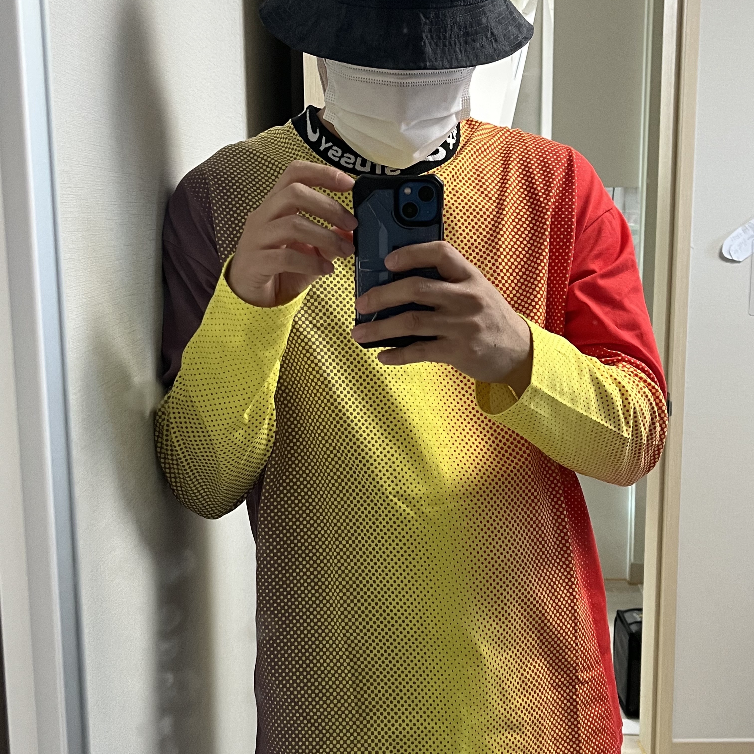 Nike x Stussy NRG FL LS Top Multi Color (DO5308-902), Nike NRG Bucket Hat Black 착용 스타일 - 2
