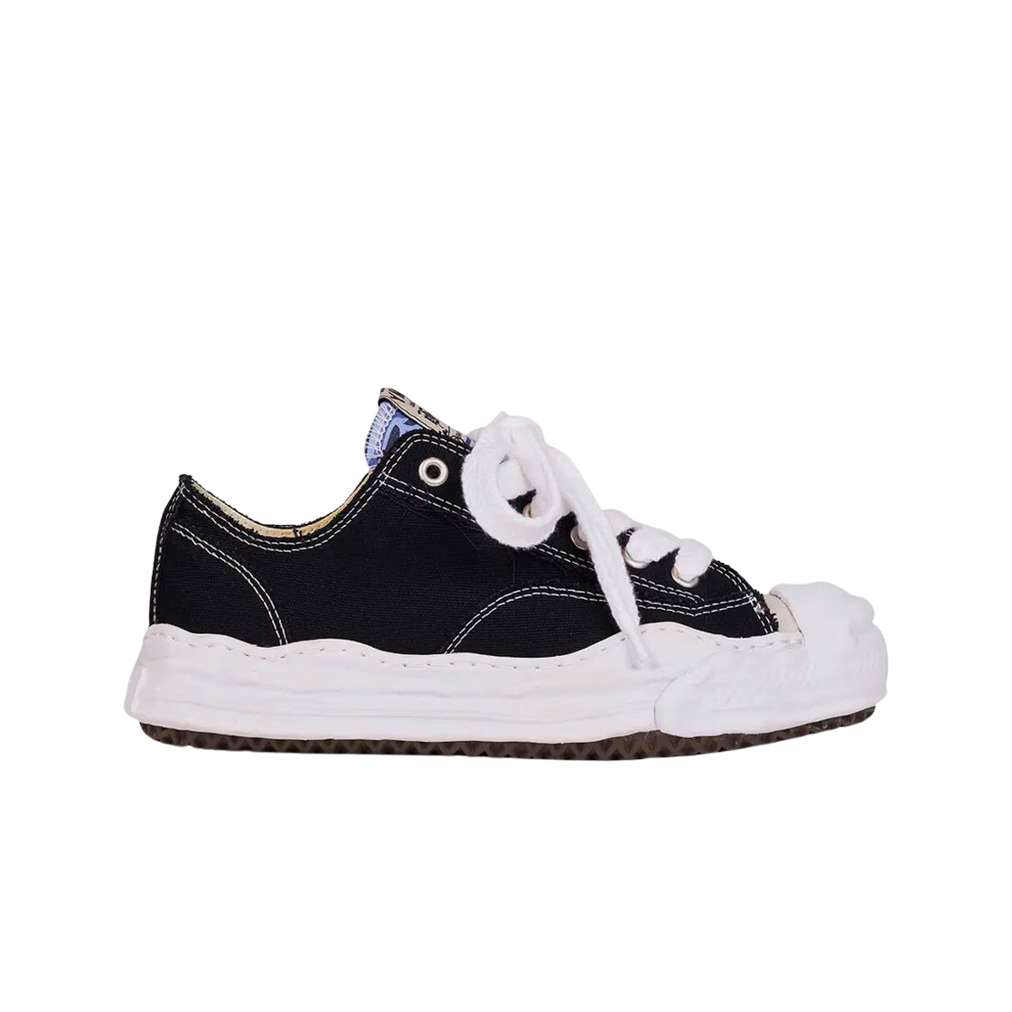 메종 미하라 야스히로 x 페노메논 행크 OG 솔 캔버스 로우탑 스니커즈 블랙