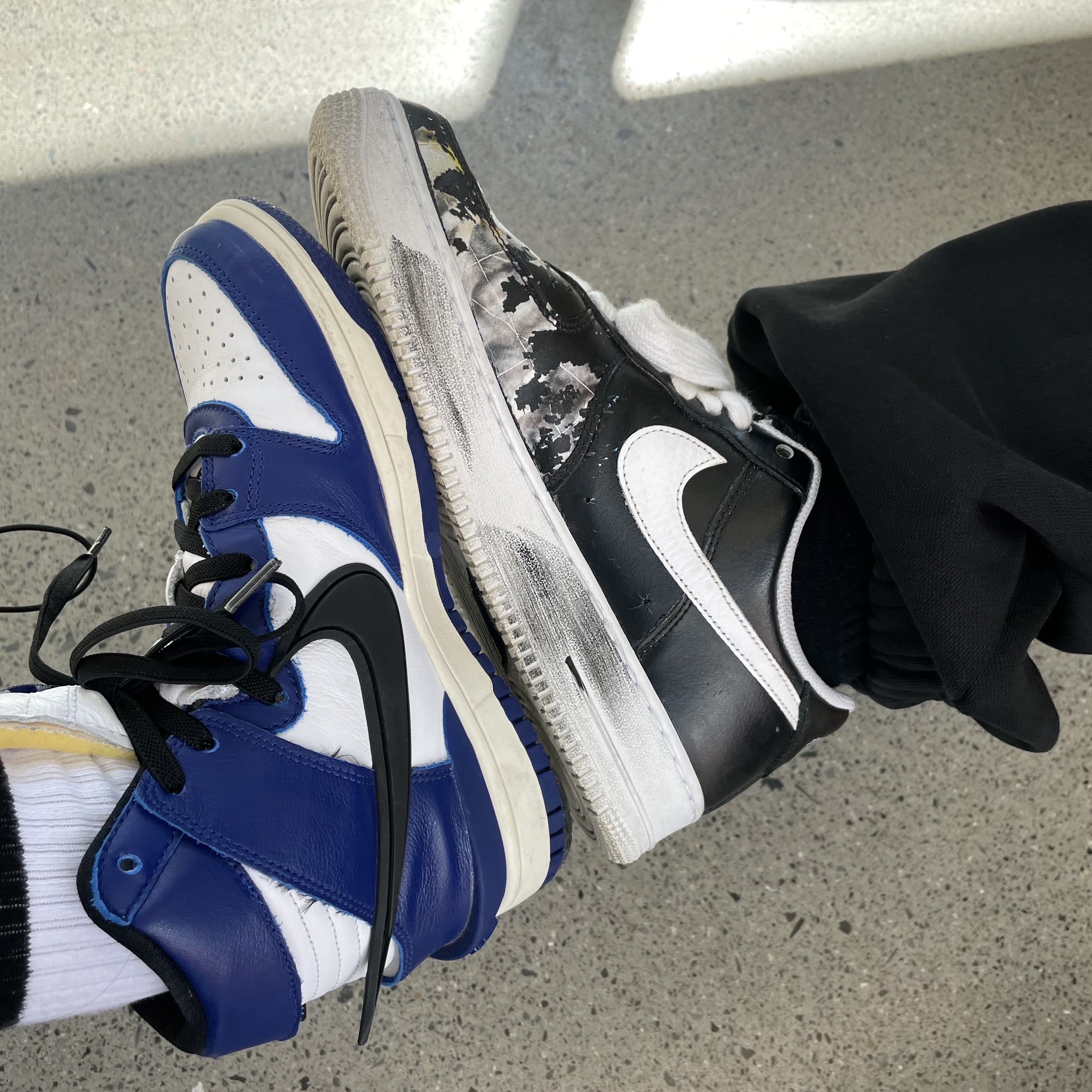 Nike x Ambush Dunk High Deep Royal Blue, Nike x Peaceminusone Air Force 1 Low Para-Noise 착용 스타일