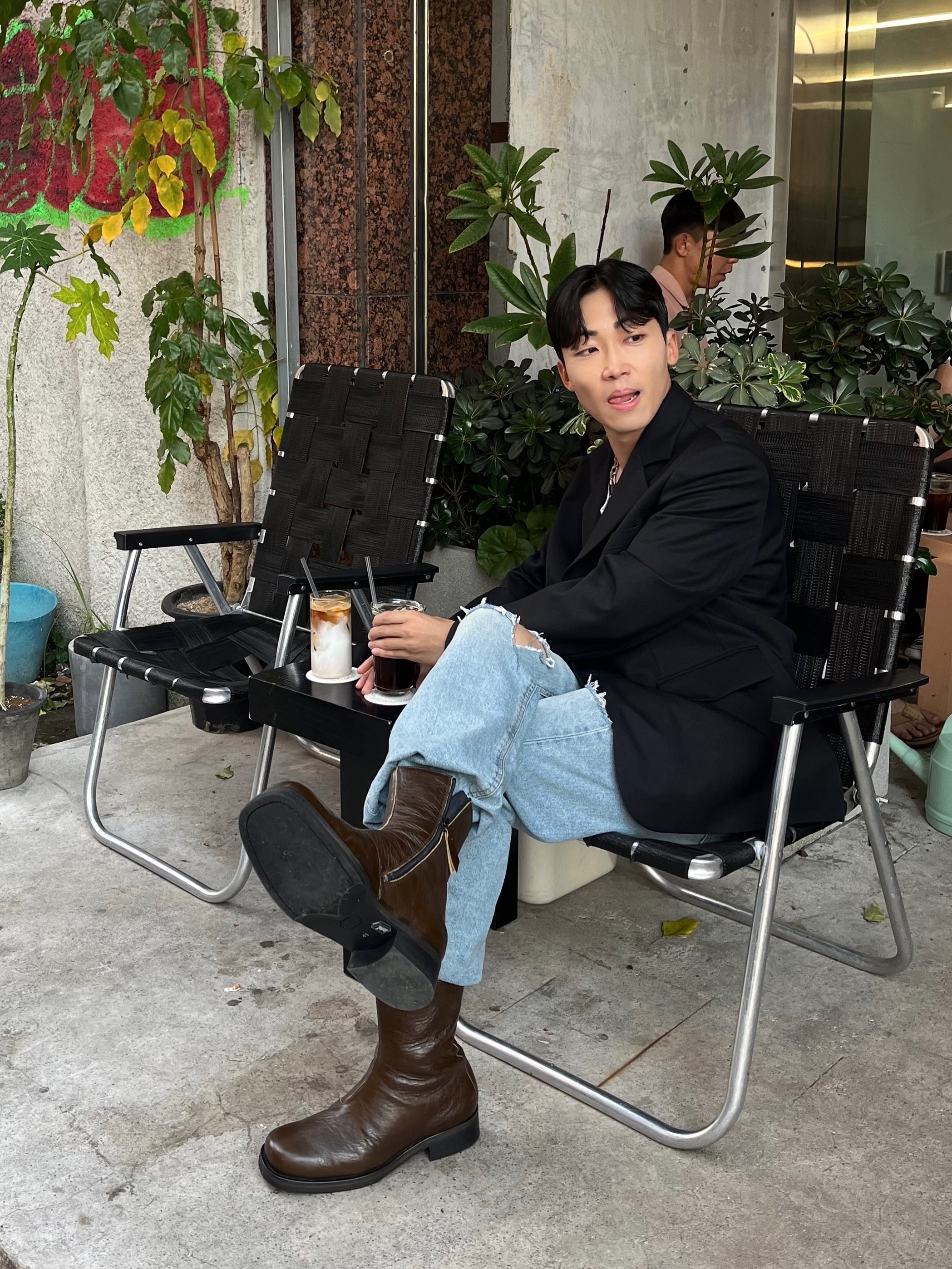 Our Legacy Camion Boot Olive Leather 착용 스타일