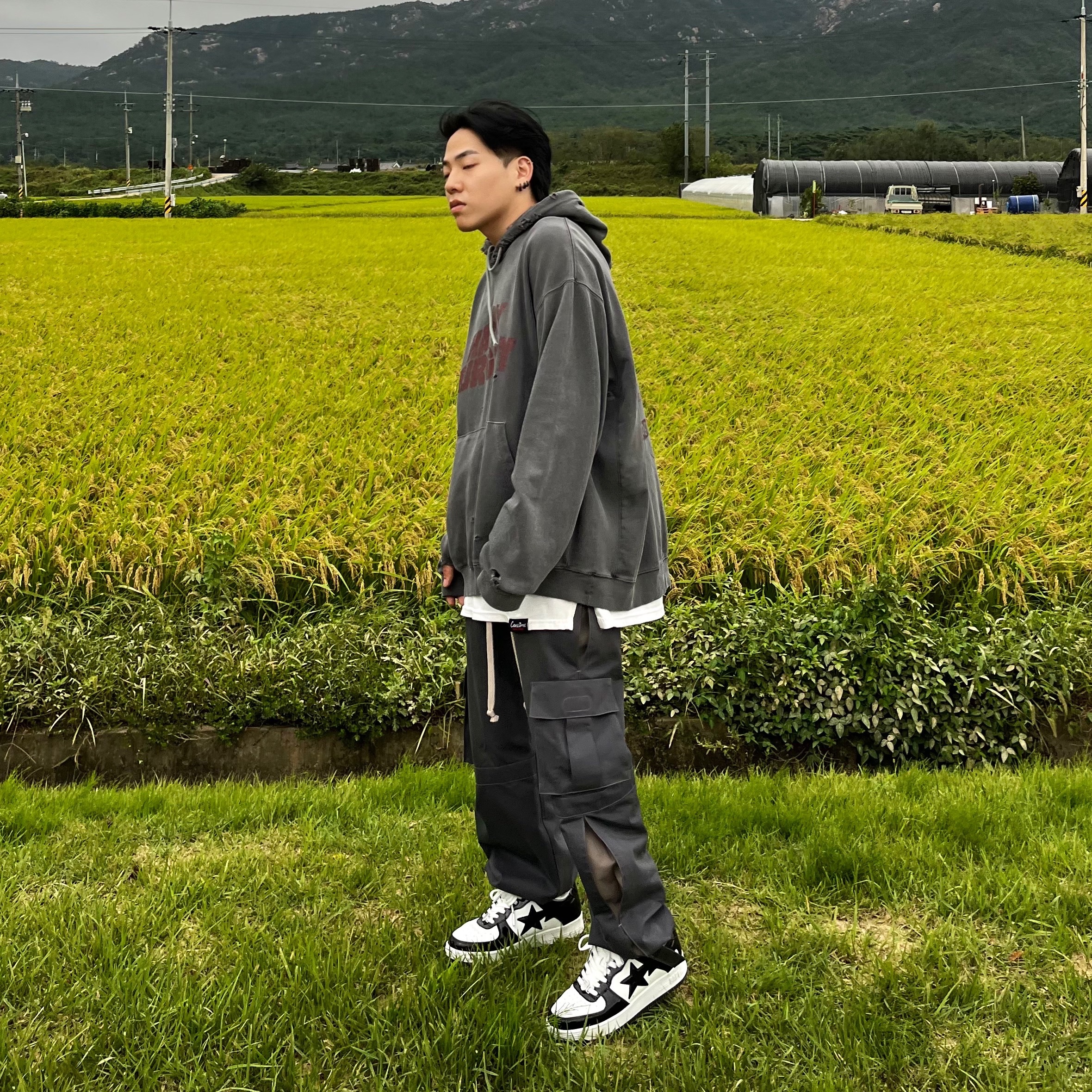 BAPE Bape Sta Low Black White 착용 스타일 - 2