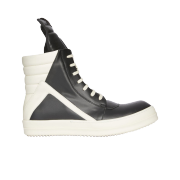 Rick Owens Geobasket Full Grain Calf Leather Strobe Sneakers Black Milk White