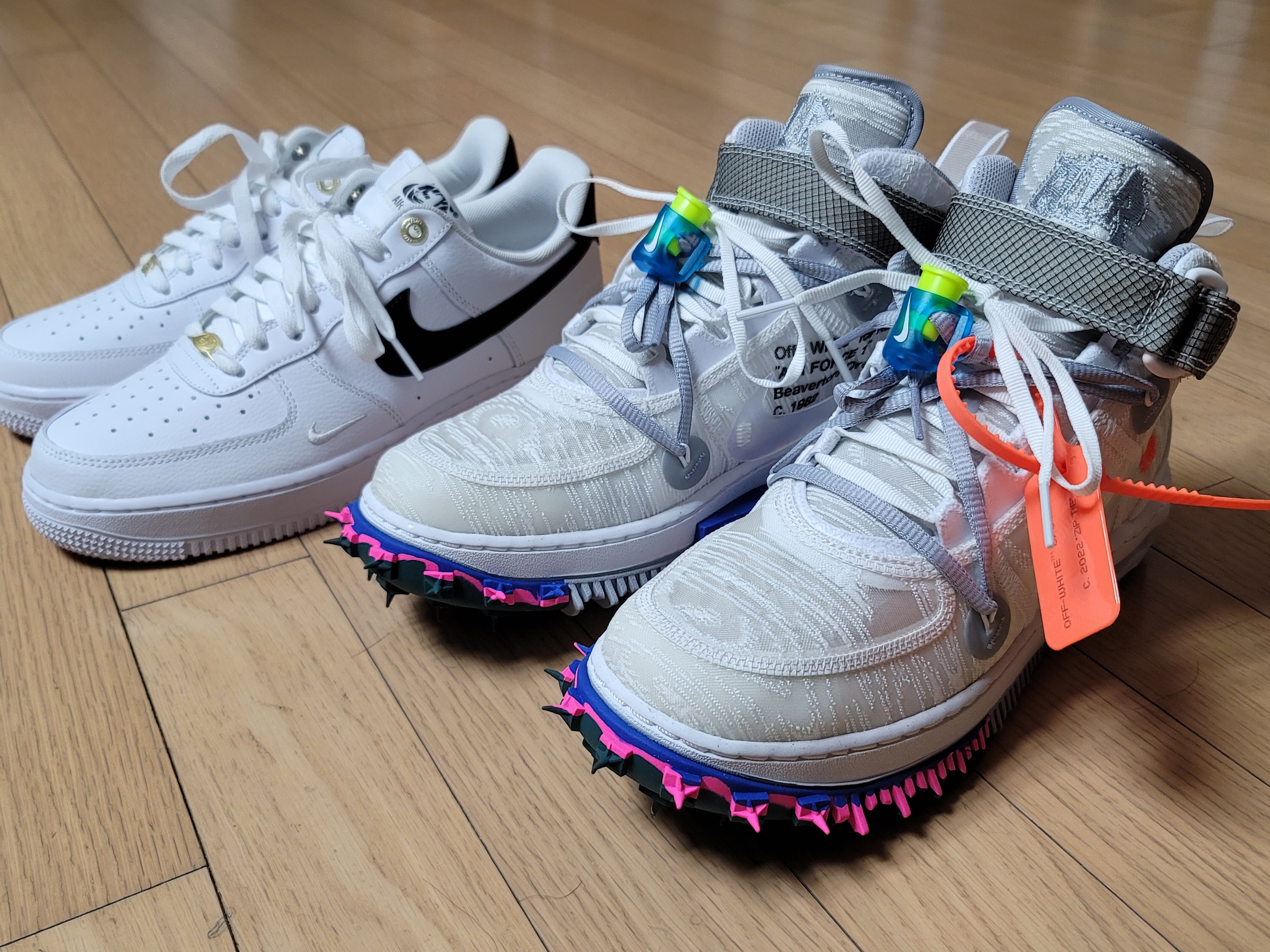 Nike Air Force 1 '07 LV8 40th Anniversary Join Forces White Black, Nike x Off-White Air Force 1 Mid SP White 착용 스타일 - 5