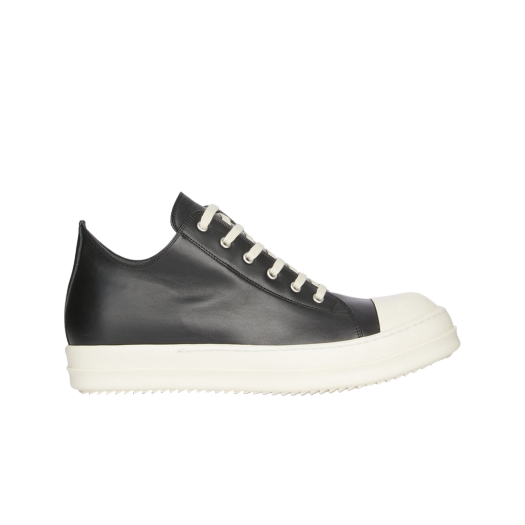 Rick Owens Full Grain Calf Leather Strobe Low Sneakers Black Milk White