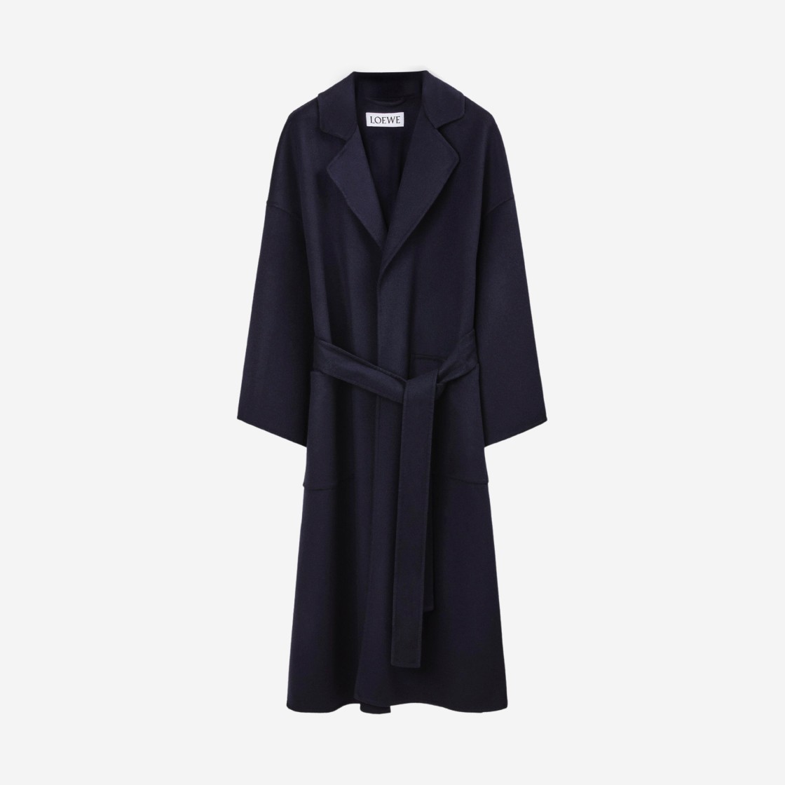 (W) Loewe Oversize Belted Coat in Wool and Cashmere Navy Blue 상세 이미지 1