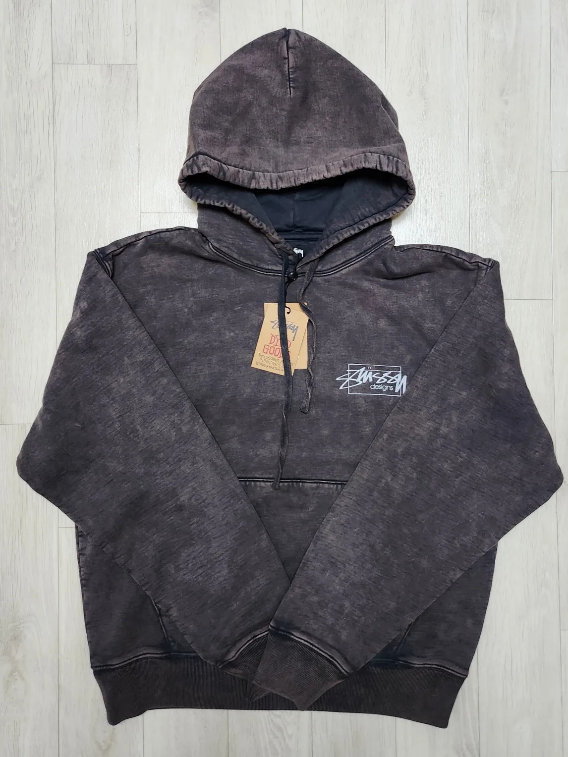 Stussy Dyed Stussy Designs Hoodie Black 착용 스타일 - 1