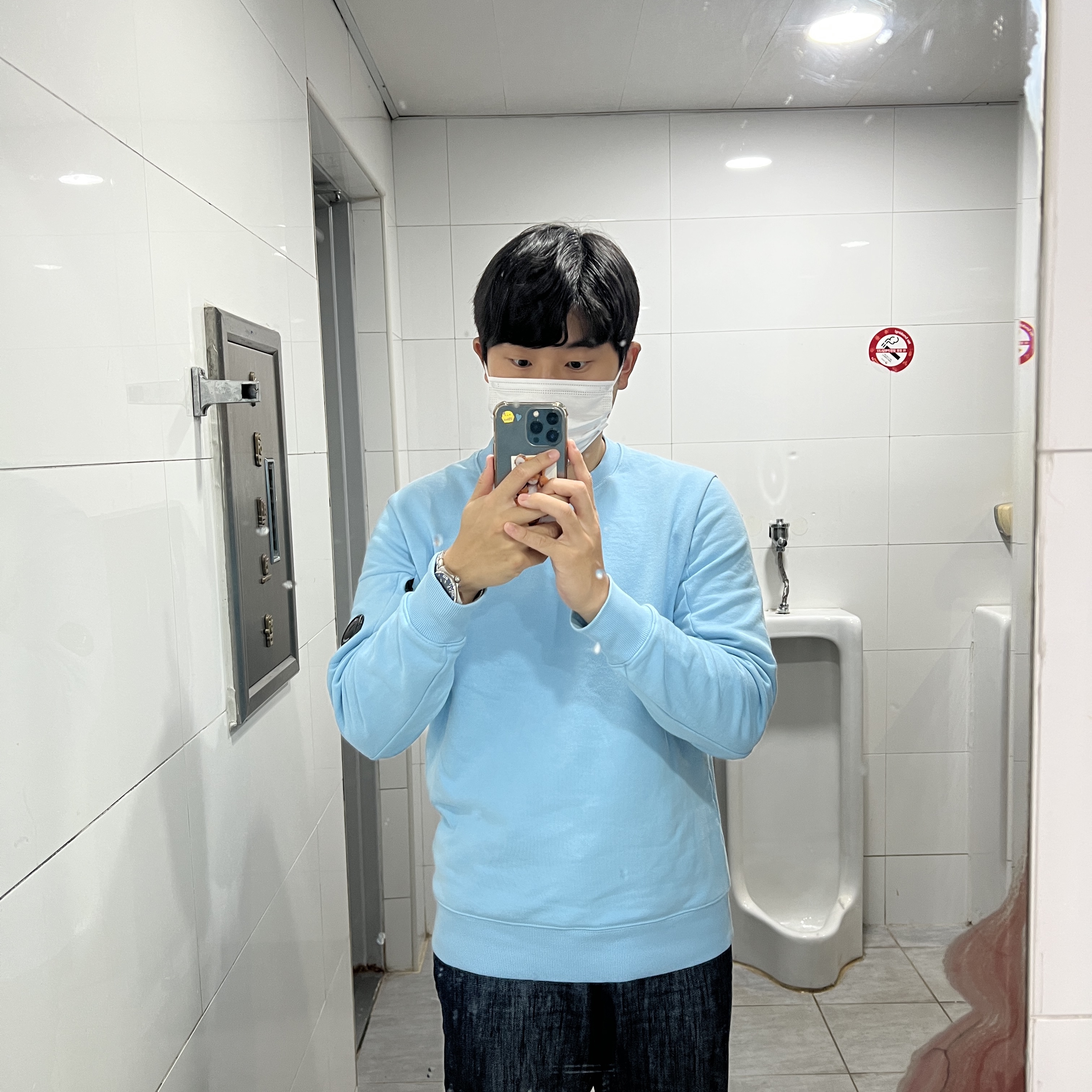 C.P. Company Diagonal Raised Fleece Sweatshirt Sky Blue - 22FW, Apple iPhone 13 Pro 256GB Graphite (Korean Ver.) 착용 스타일