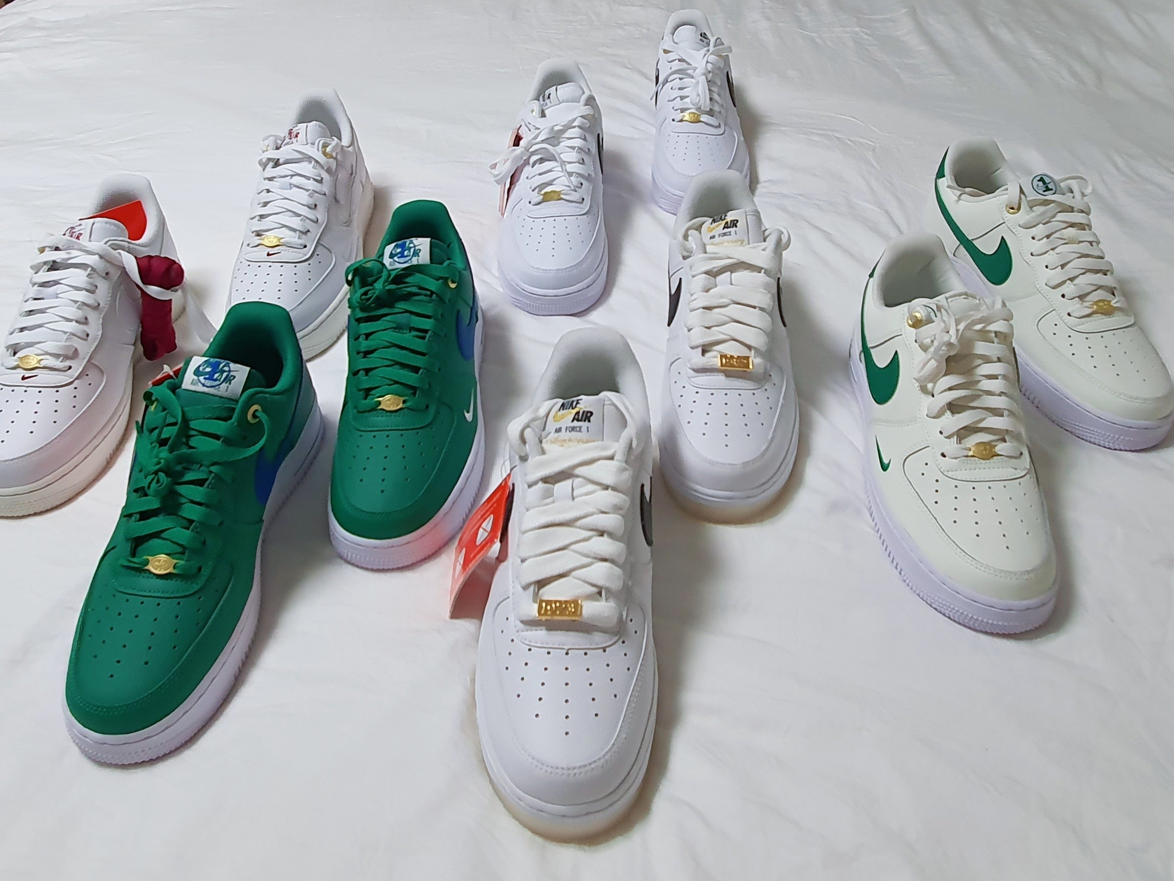 Nike Air Force 1 '07 LV8 40th Anniversary Join Forces Sail Malachite, Nike Air Force 1 '07 LV8 40th Anniversary Join Forces White Black 착용 스타일 - 2