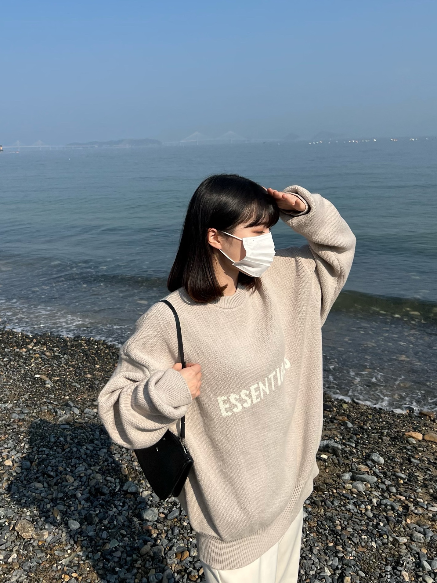 Essentials Knit Sweater Oat - Nordstrom Exclusive 착용 스타일