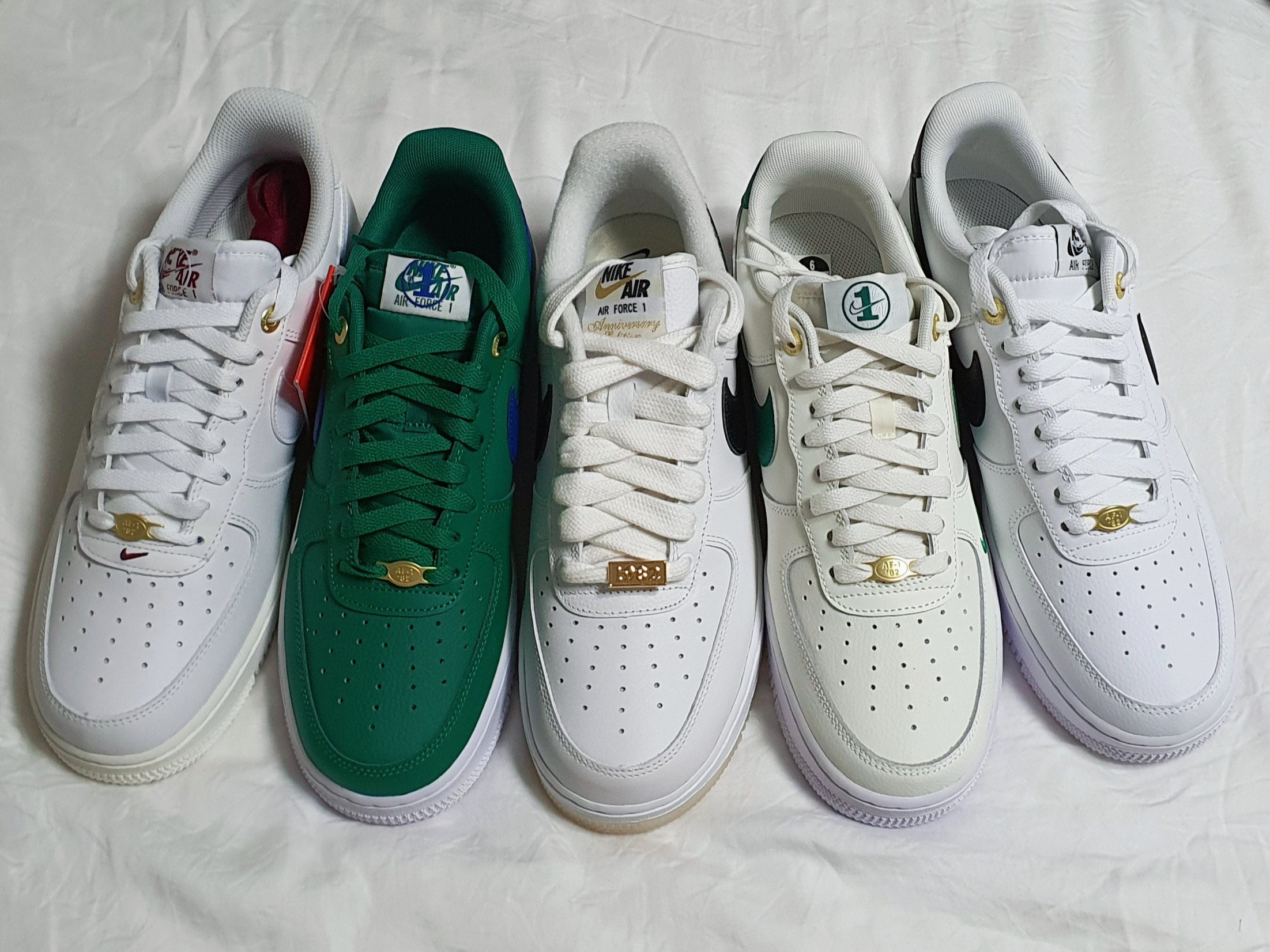 Nike Air Force 1 '07 LV8 40th Anniversary Join Forces Sail Malachite, Nike Air Force 1 '07 LV8 40th Anniversary Join Forces White Black 착용 스타일 - 5