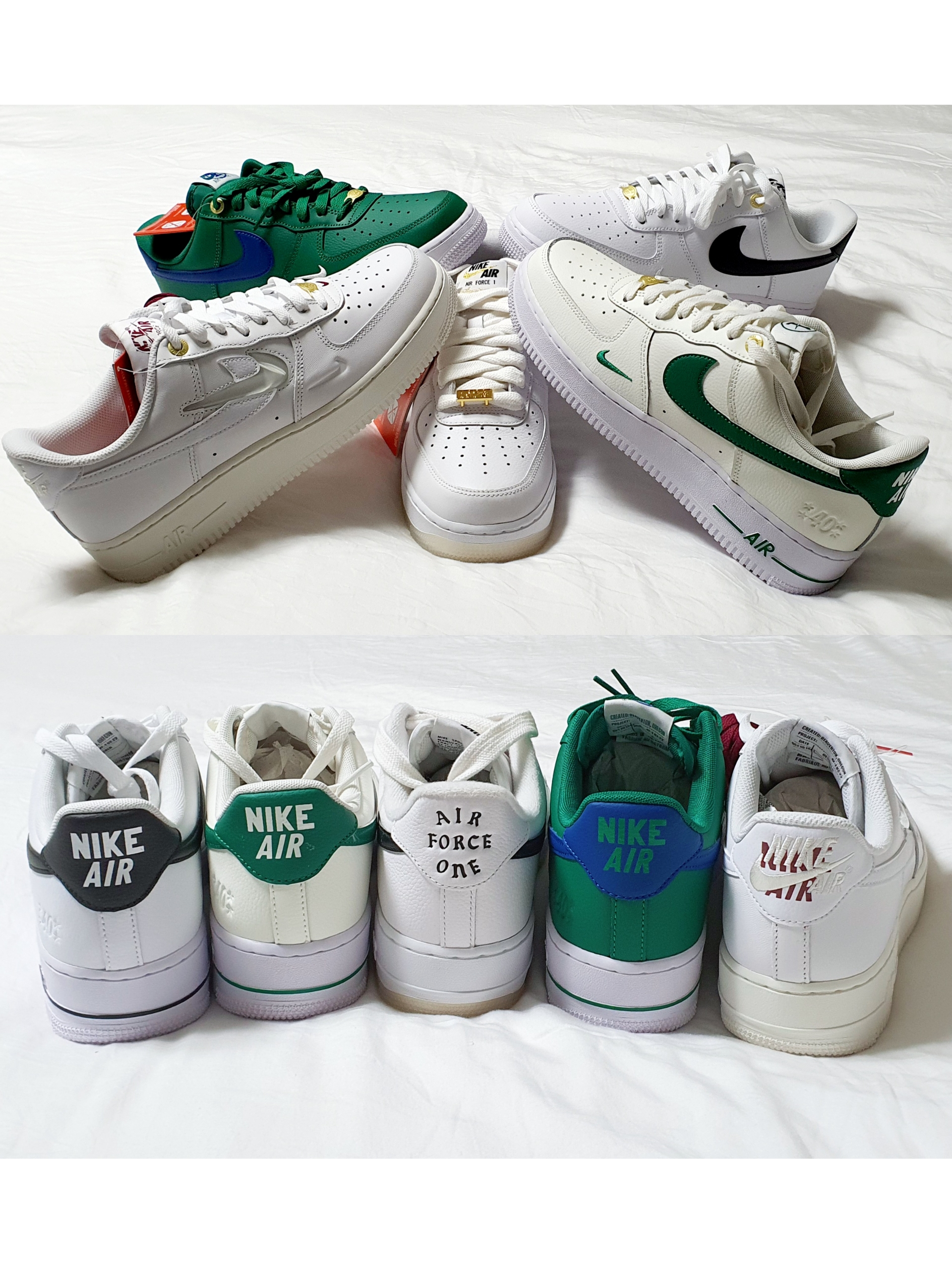 Nike Air Force 1 '07 LV8 40th Anniversary Join Forces Sail Malachite, Nike Air Force 1 '07 LV8 40th Anniversary Join Forces White Black 착용 스타일 - 3
