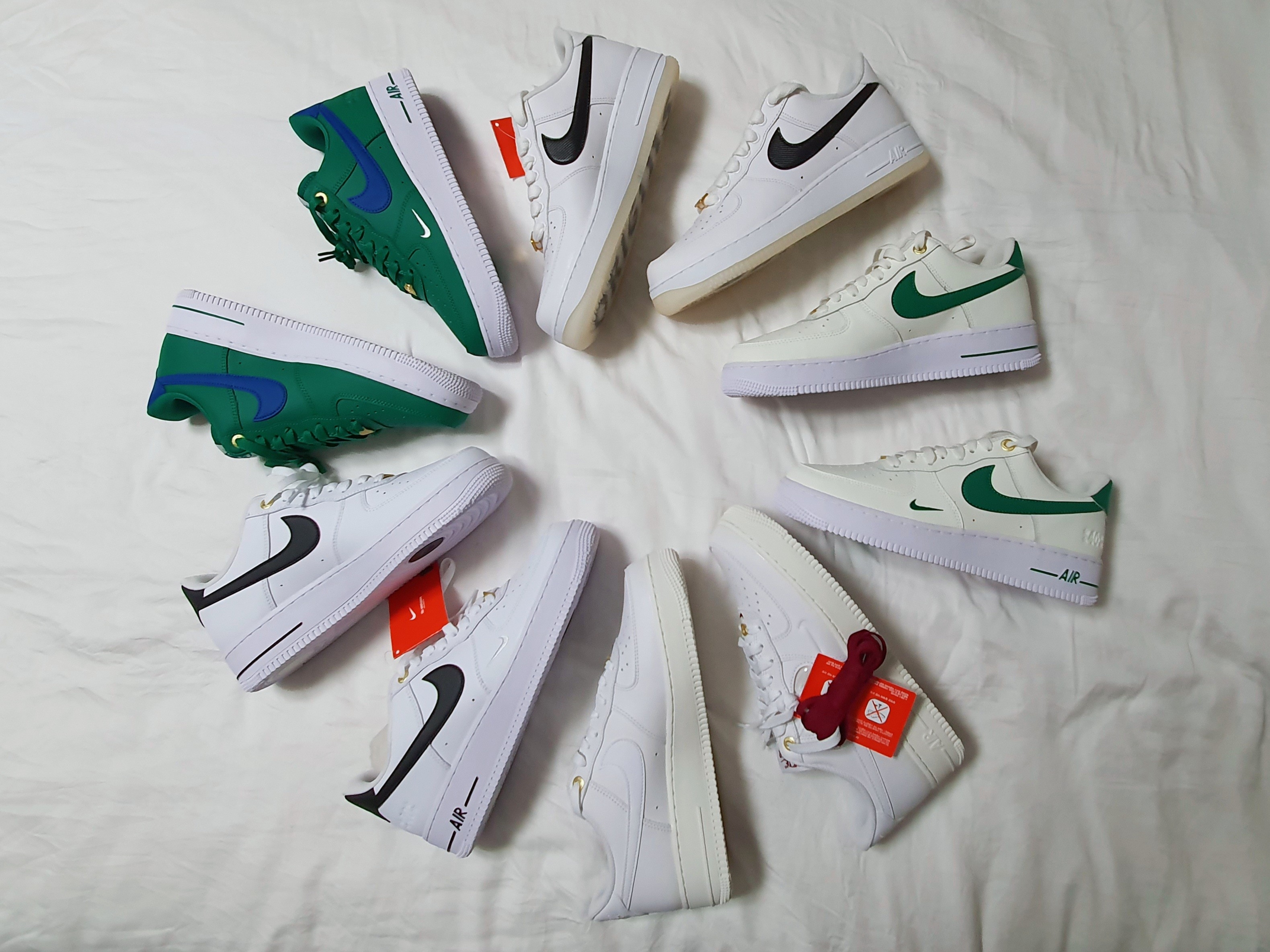 Nike Air Force 1 '07 LV8 40th Anniversary Join Forces Sail Malachite, Nike Air Force 1 '07 LV8 40th Anniversary Join Forces White Black 착용 스타일 - 3