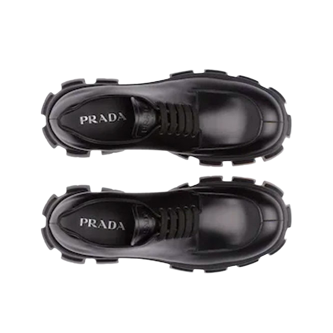 프라다 모놀리스 브러쉬드 레더 레이스업 슈즈 블랙(Prada Monolith Brushed Leather Lace-Up Shoes Black) - 2