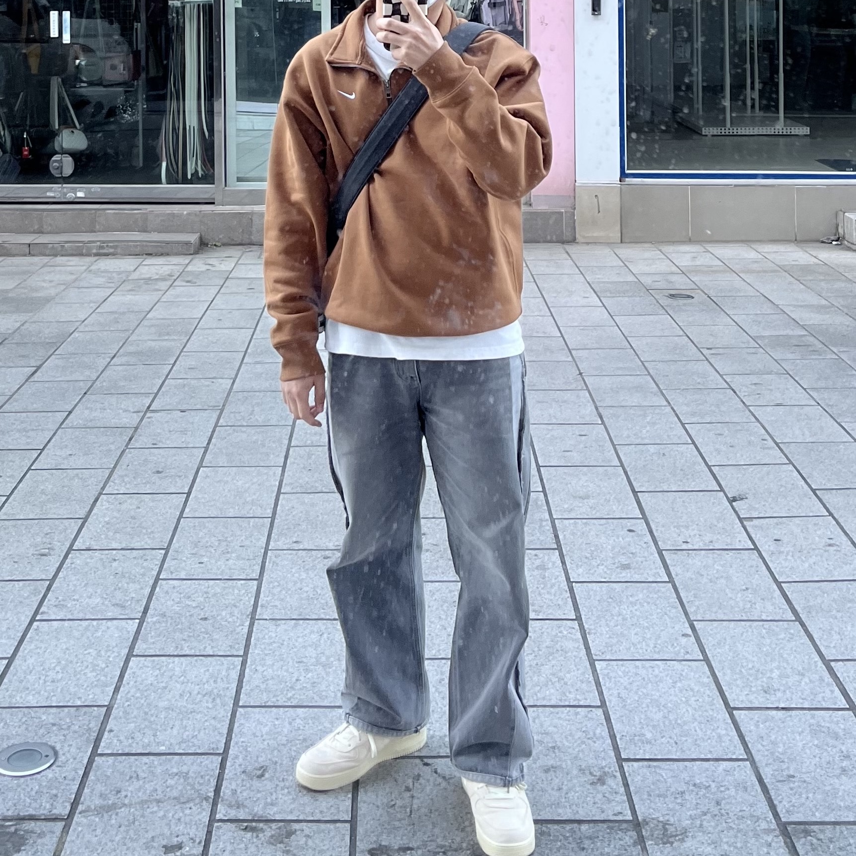 Nike NRG Solo Swoosh Heavy Weight BB Quarter Zip Top Ale Brown - Asia, Nike x Stussy Air Force 1 '07 Mid SP Fossil 착용 스타일