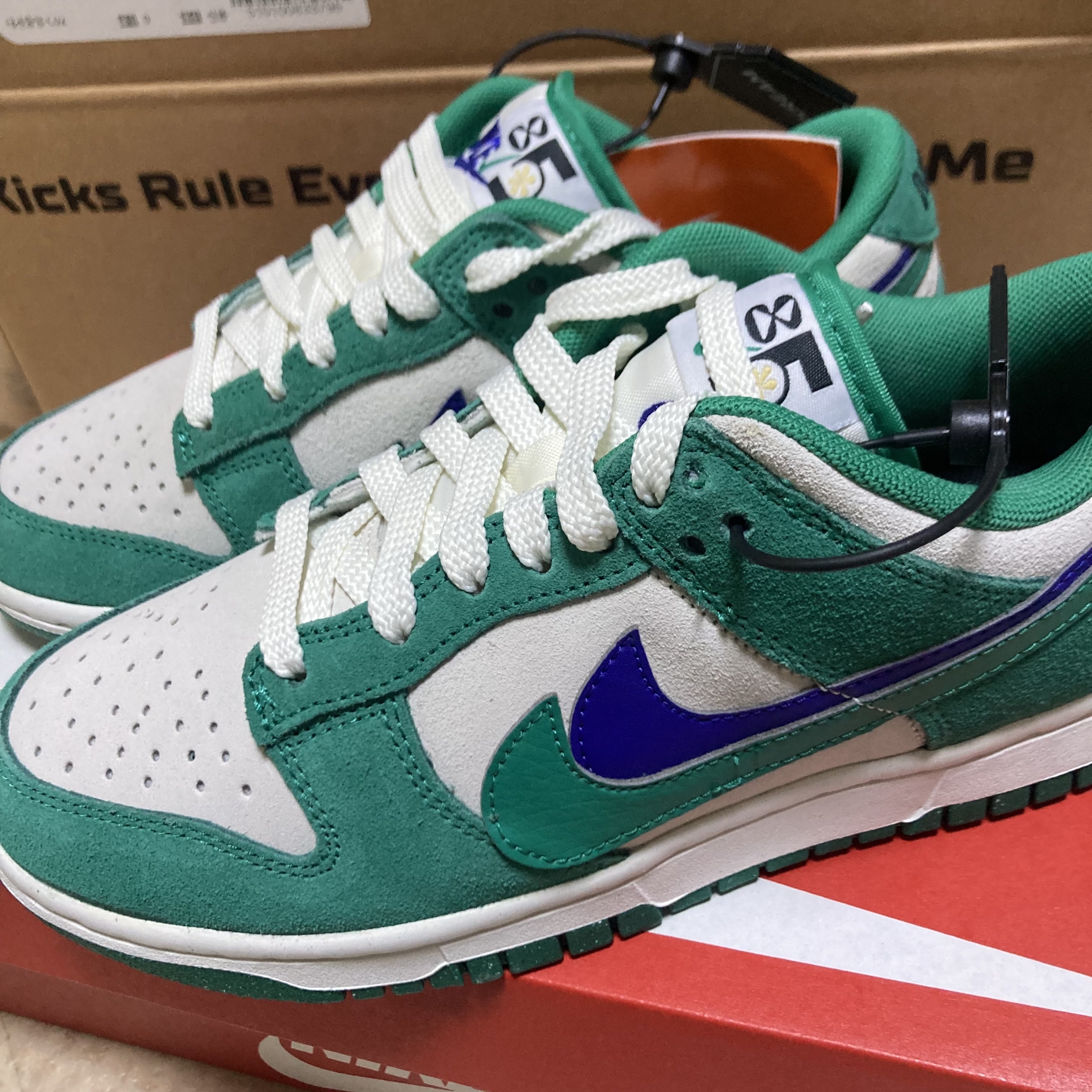 (W) Nike Dunk Low SE 85 Neptune Green and Sail 착용 스타일